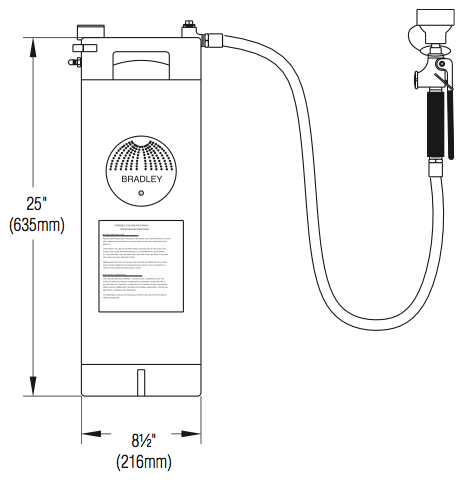 Bradley S19 670 5 Gallon Portable Emergency Eyewash Station with Drench Hose - ANSI Compliant Safety Shower for Laboratories, Factories & Chemical Workplaces