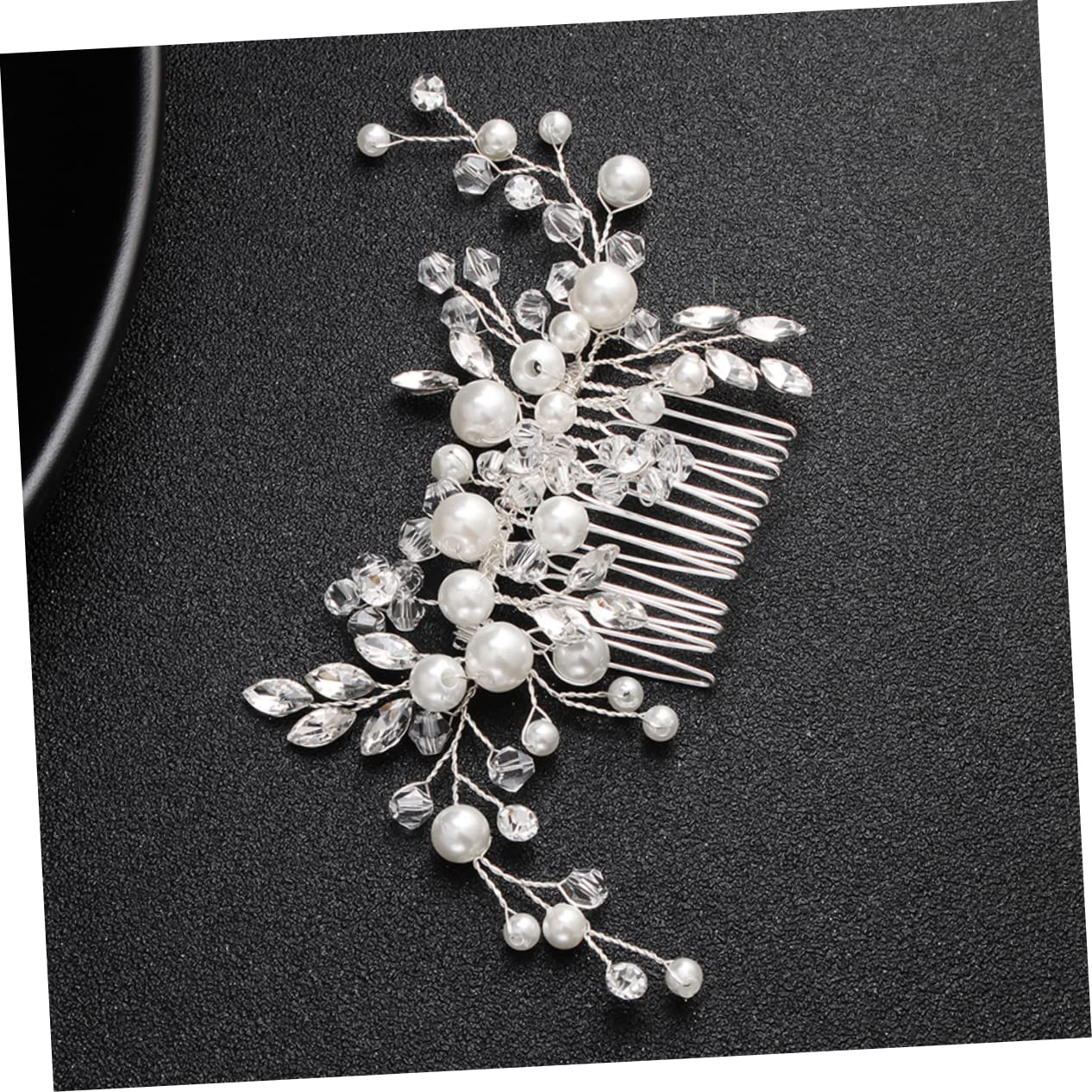 Elegant Bride Pearl Hair Comb - Rhinestone Bridal Headdress for Weddings