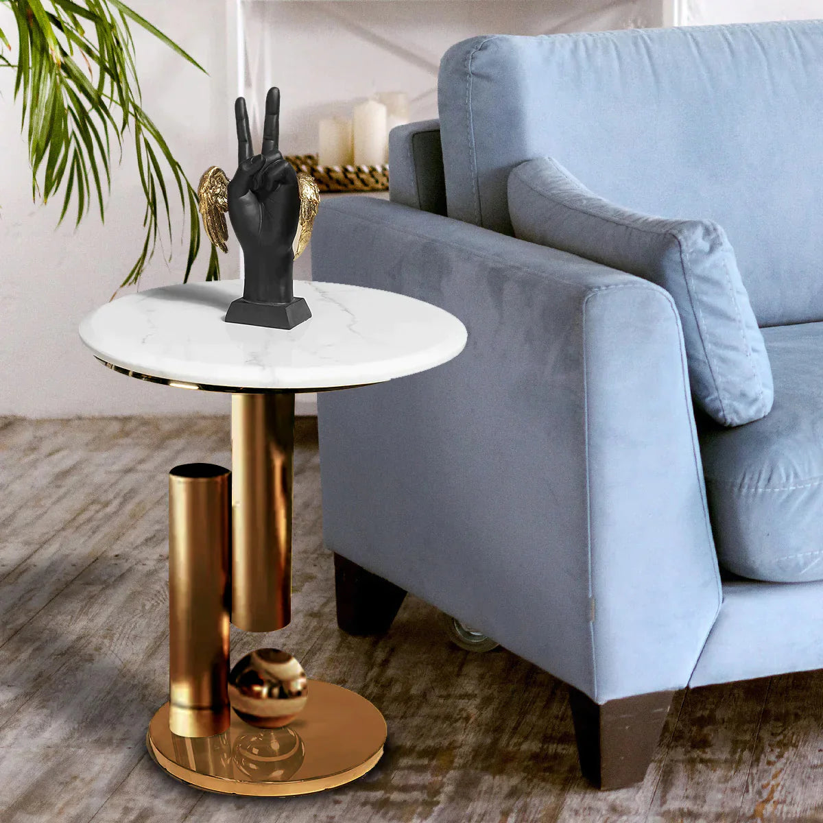 Ethereal Haven Side Table - Stainless Steel Rose Gold End Table for Living Room, Bedroom & Office Decor
