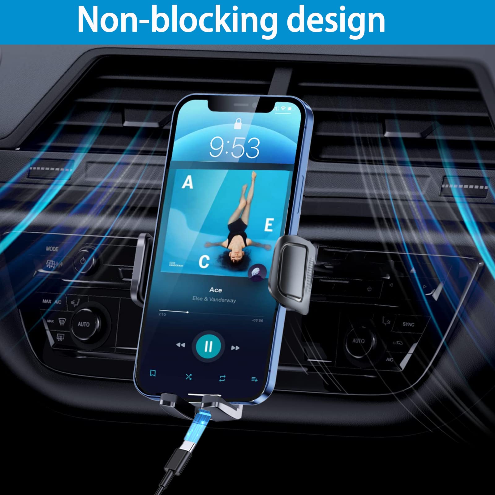 2023 Upgraded Metal Hook Universal Car Phone Mount - Secure Car Vent Phone Holder for iPhone & All Smartphones - Perfect for Commuting, Road Trips & Hands-Free Navigation