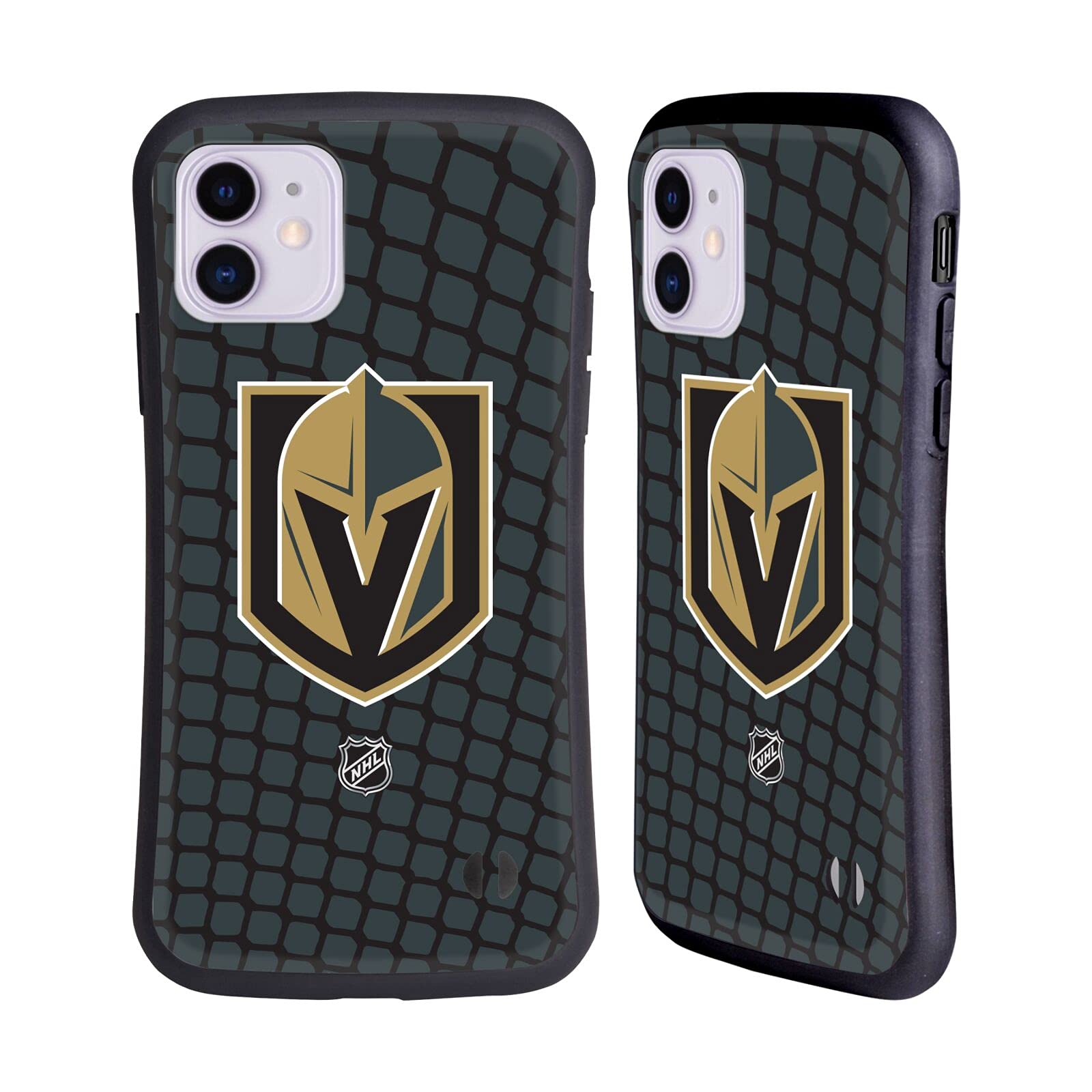 Officially Licensed NHL Vegas Golden Knights Hybrid Phone Case for Apple iPhone 11 - Durable Protective Cover with Net Pattern Design - Perfect for Hockey Fans, Game Days & Everyday Use