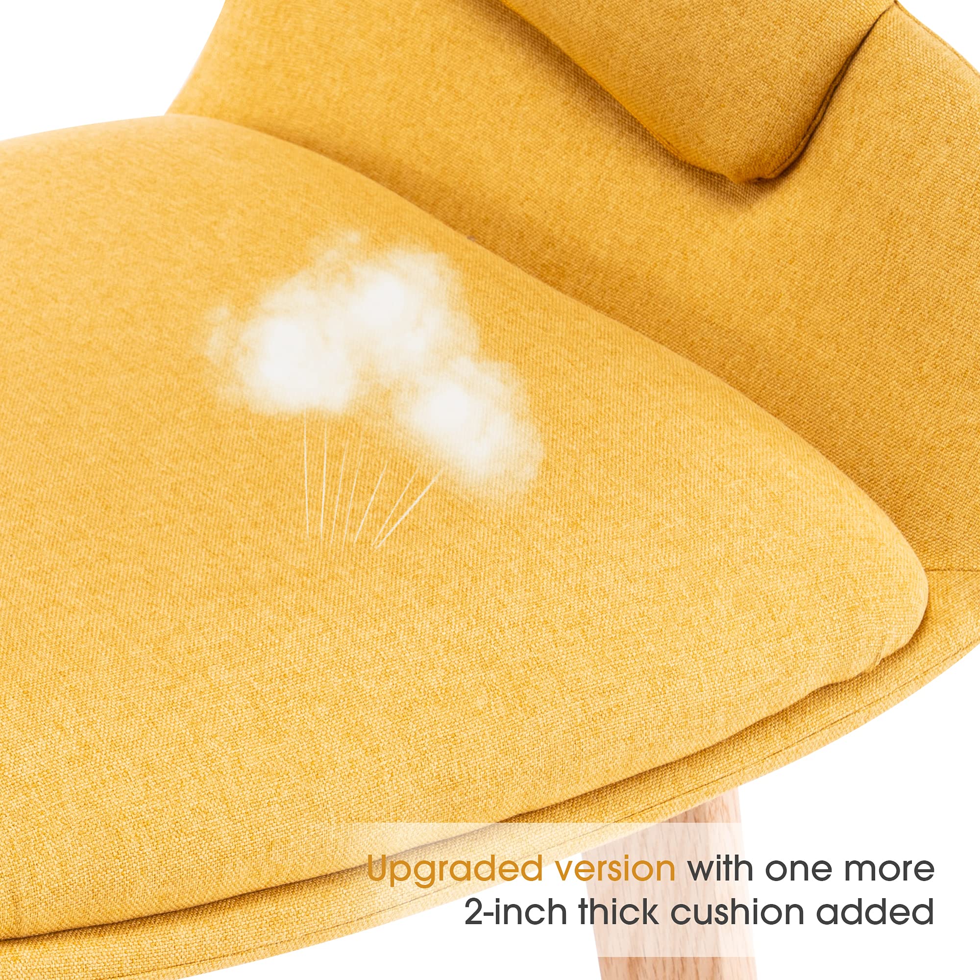 ivinta Mid-Century Modern Dining Chairs Set of 2 - Upholstered Accent Armchairs with Solid Wood Legs & Linen Fabric - Yellow Club Chairs with Cushions - Perfect for Dining Room, Living Room & Guest Seating