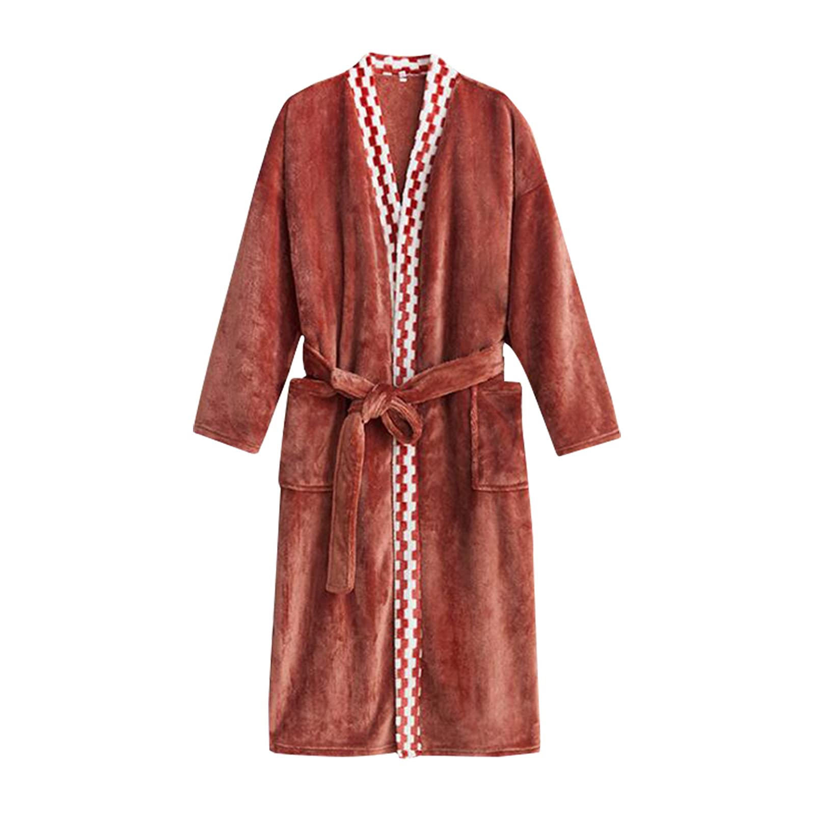 Men's Flannel Robe - Thick Coral Fleece Bathrobe for Winter Comfort