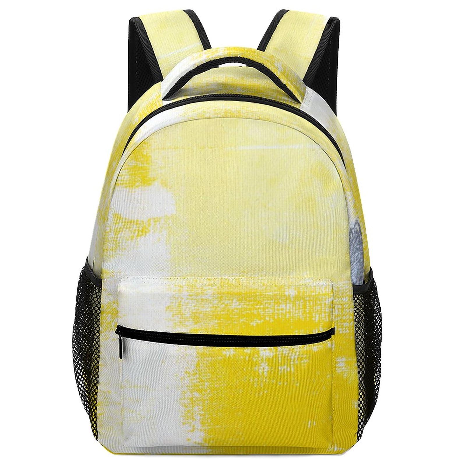 Waterproof Lightweight College Gym Backpack for Women & Men - Travel Daypack Carry On Backpack with Grey & Yellow Abstract Art Design - Perfect for School, Workout, Travel and Outdoor Activities
