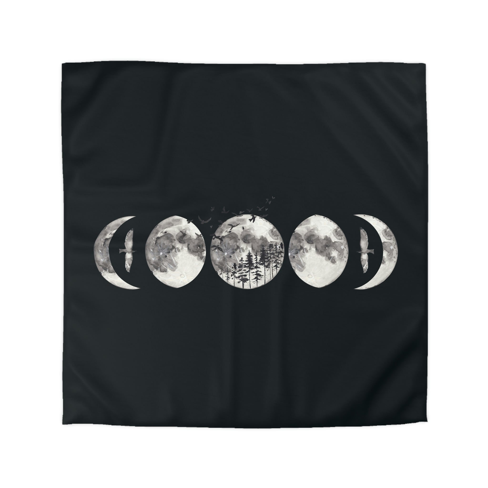 Moon Phases Microfiber Duvet Cover Set - Celestial Themed Bedding for Cozy Bedrooms | Perfect for Astronomy Lovers & Stargazing Decor