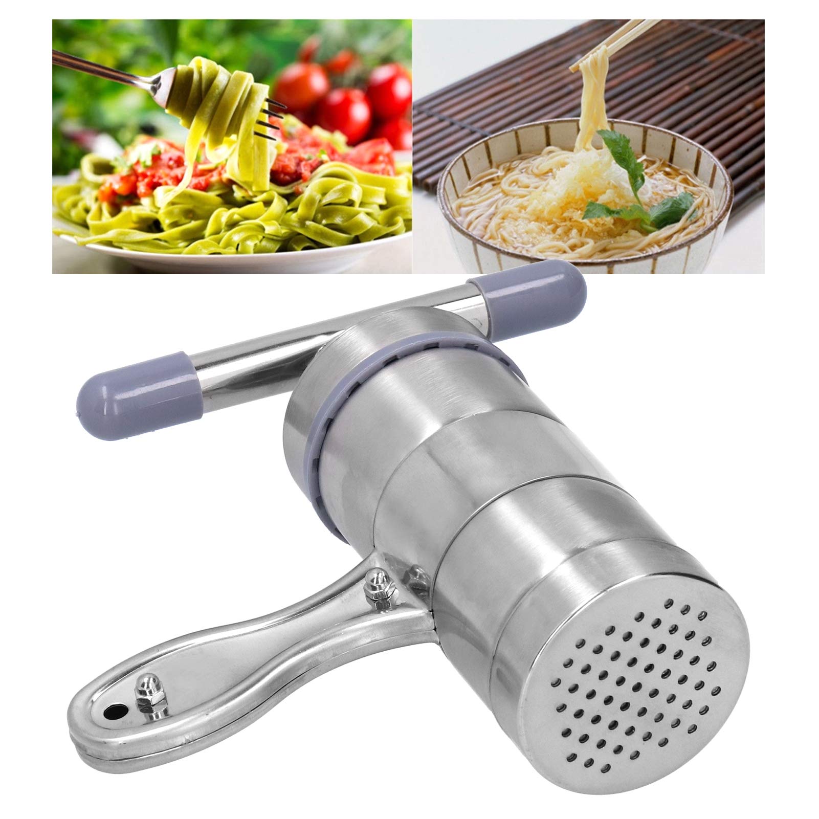 Stainless Steel Manual Noodle Maker Machine - Hand Crank Pasta Press with 5 Dough Attachments for Homemade Noodles, Spaghetti & Fresh Pasta | Perfect for Italian Cuisine, Asian Dishes & Family Cooking