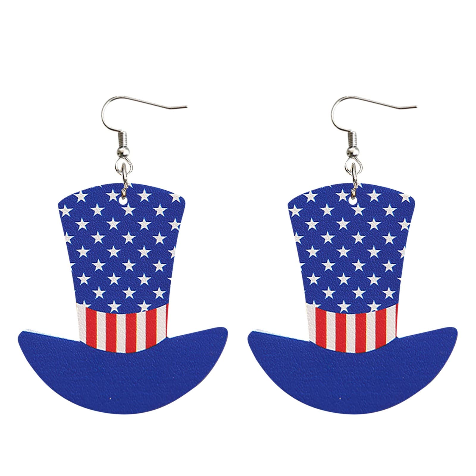 Patriotic USA Flag Dangle Earrings for Women - Bohemian Star Stripes PU Leather Vintage Rose Stud Earrings - Perfect for 4th of July, Independence Day Gifts & Everyday Boho Style