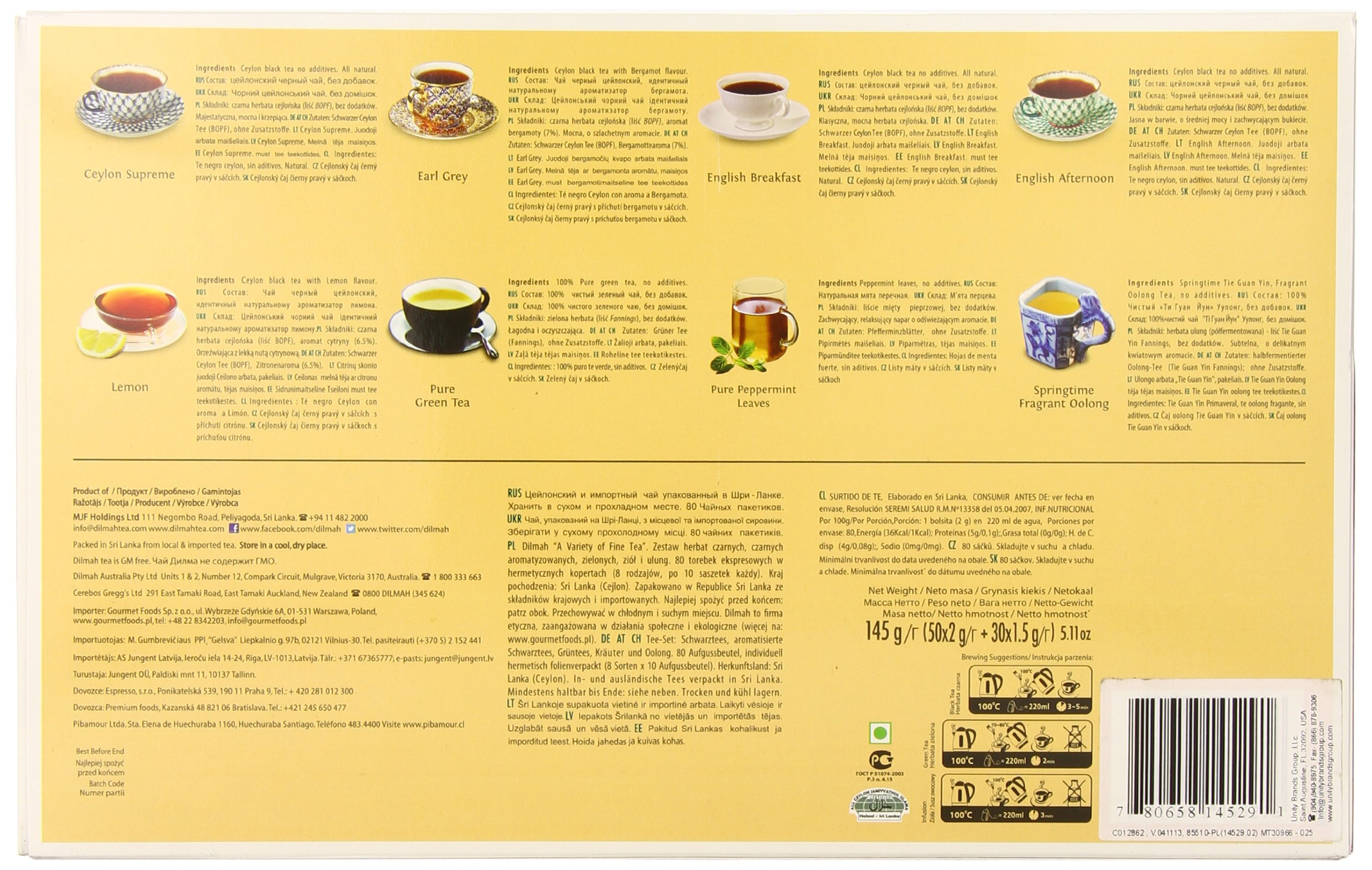 Dilmah Premium Tea Bags Gift Box - 80 Count Ceylon Black Tea for Gifting, Office & Home Use