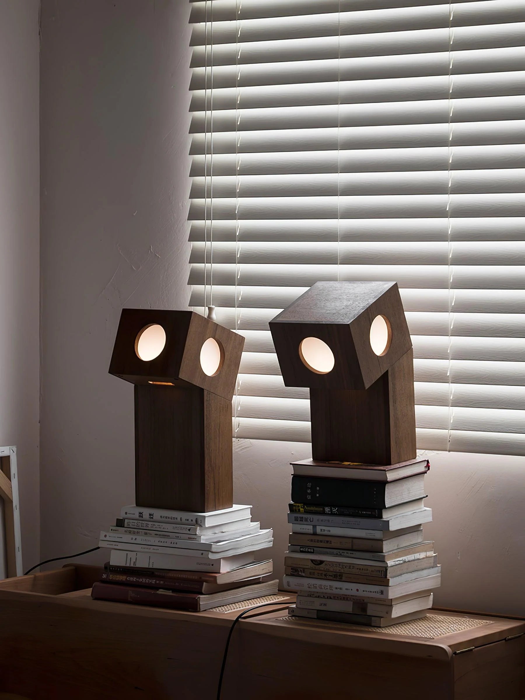 Modern Wooden Table Lamp - Handcrafted Timber Desk Light for Bedroom, Living Room & Office - Warm Ambient Lighting for Reading & Relaxation