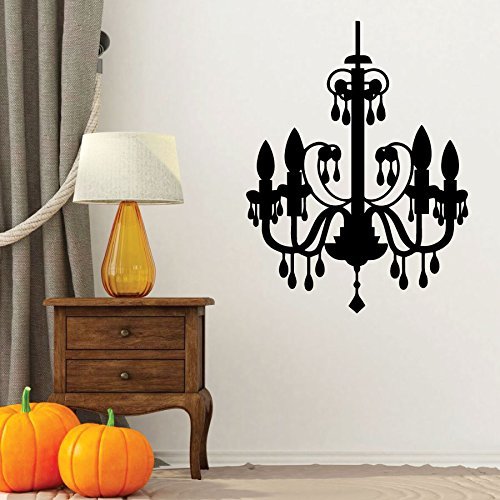 Elegant Chandelier Vinyl Wall Decal - Gothic Home Decor Silhouette Sticker for Halloween Party, Haunted House, or Mansion - Perfect for Spooky Themed Rooms, DIY Home Decor, and Seasonal Party Backdrops