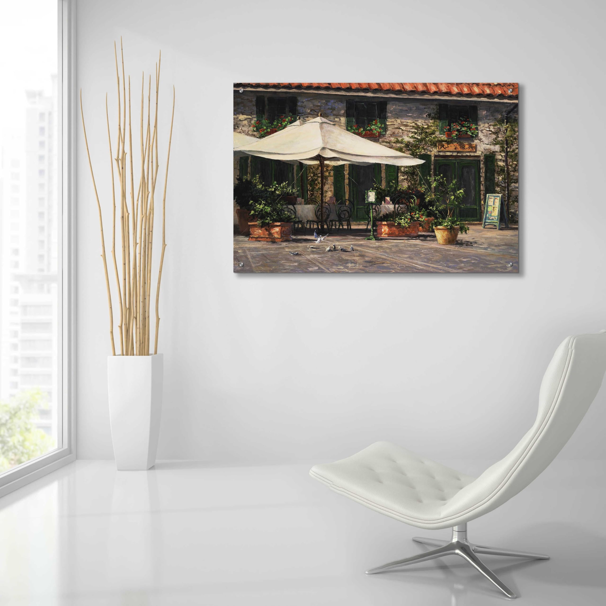 Epic Art 'Ristorante Il Pozzo' by Art Fronckowiak - 36x24 Inch Acrylic Glass Wall Painting - Modern Home & Office Decor - Perfect for Dining Rooms, Living Rooms & Galleries