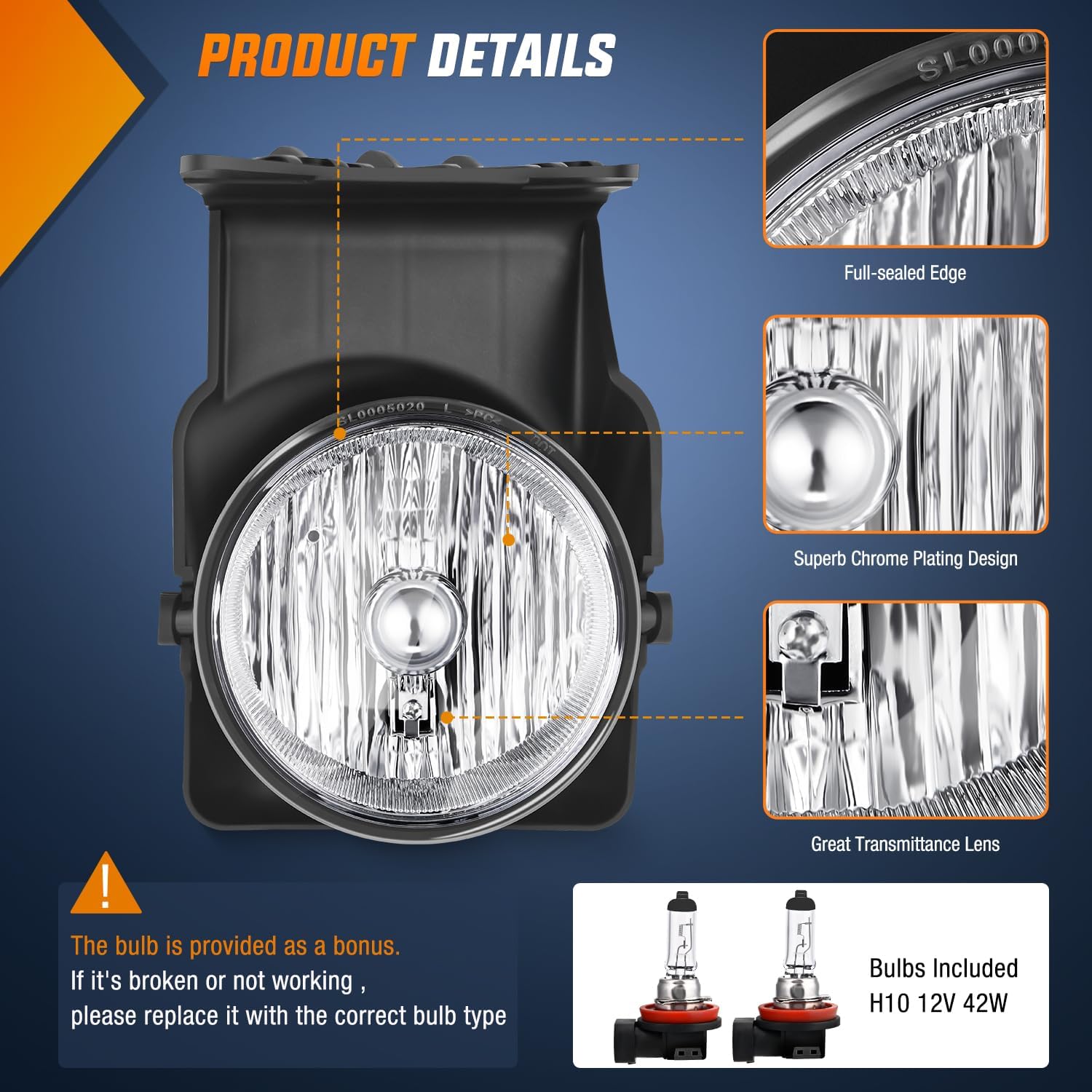2003-2009 GMC Sierra 1500/1500HD/2500/2500HD/3500 Fog Lights Assembly - Replacement Driving Lights for Off-Road, Night Driving & Bad Weather Conditions