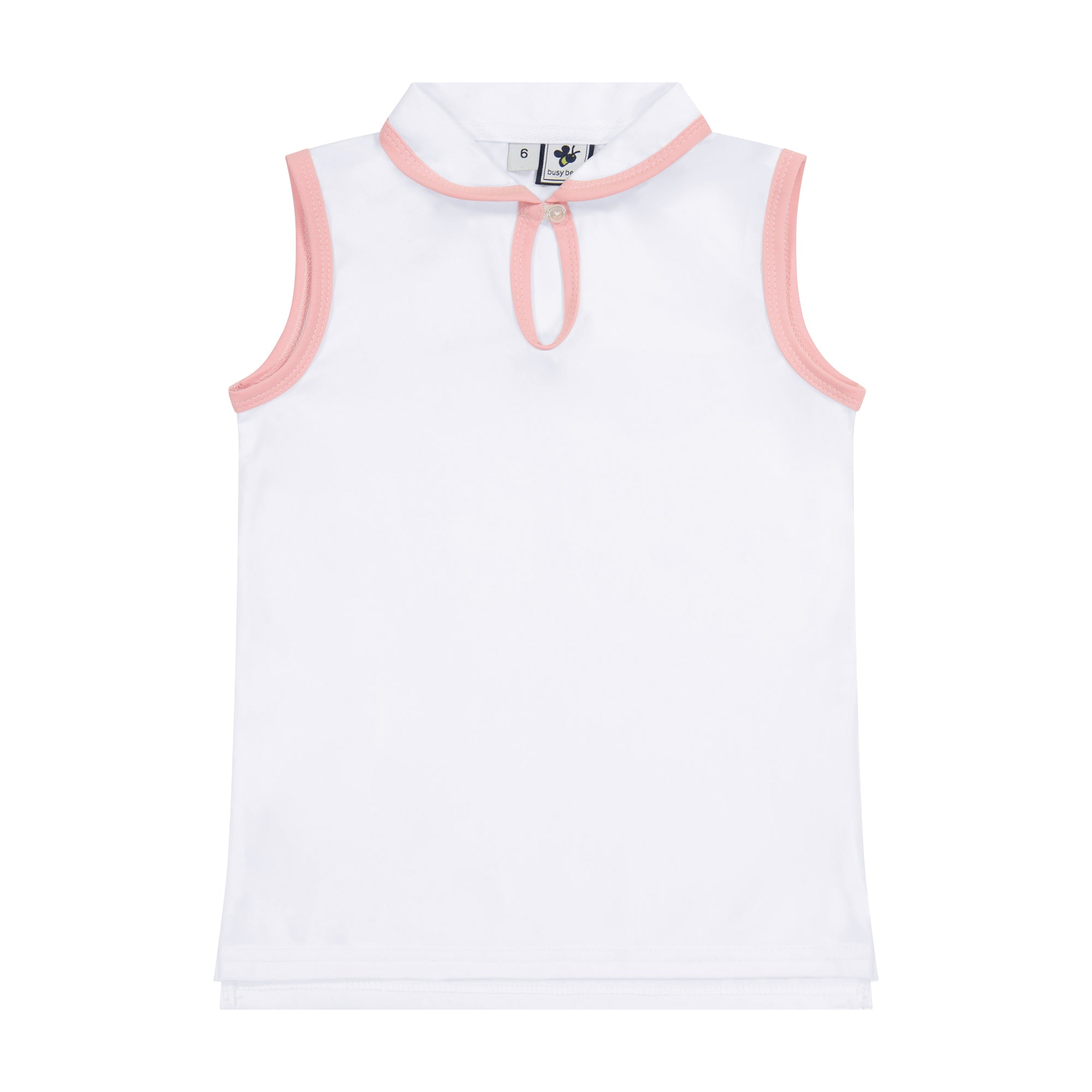 Serena Women's Sleeveless Performance Polo Shirt - Moisture Wicking, Breathable Dri-Fit Fabric - White & Pink - Perfect for Tennis, Golf & Outdoor Sports
