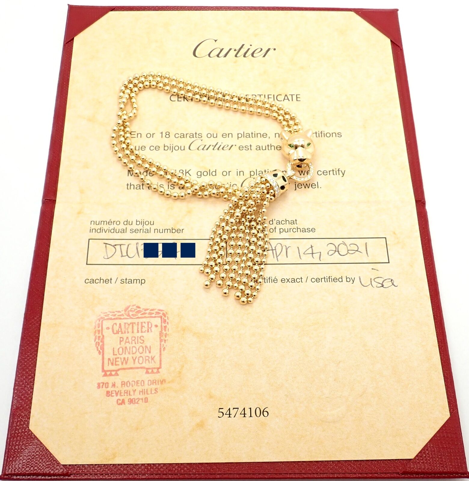 Authentic Cartier Panthere Bracelet 18k Yellow Gold with Diamonds & Tsavorite - Luxury Jewelry for Women, Perfect for Gifts & Special Occasions