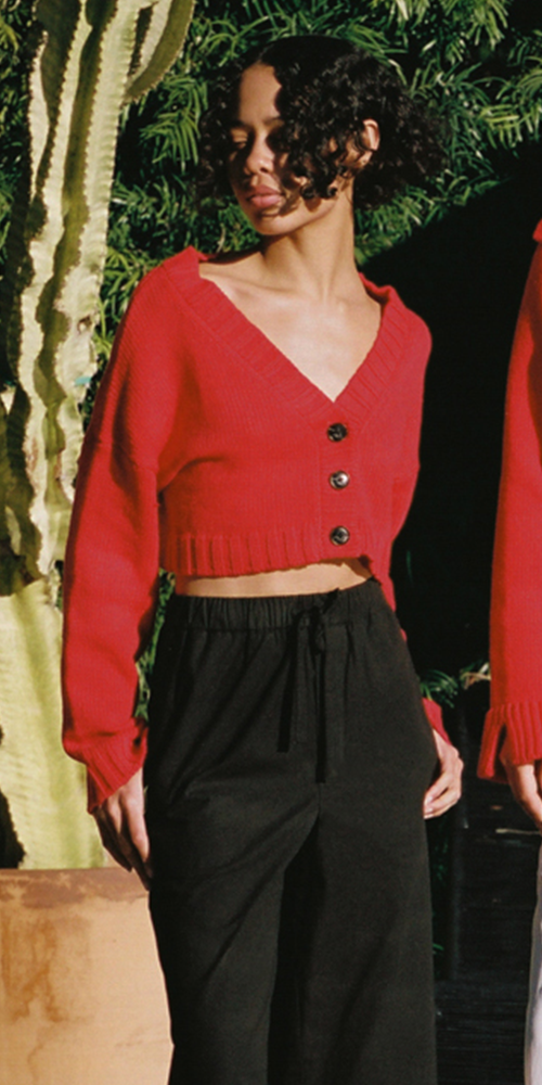 Bruna Cardigan Women's Knit Sweater - Soft Currant Red Long Sleeve Open Front Wrap for Fall & Winter - Perfect for Office, Date Night and Cozy Home Wear
