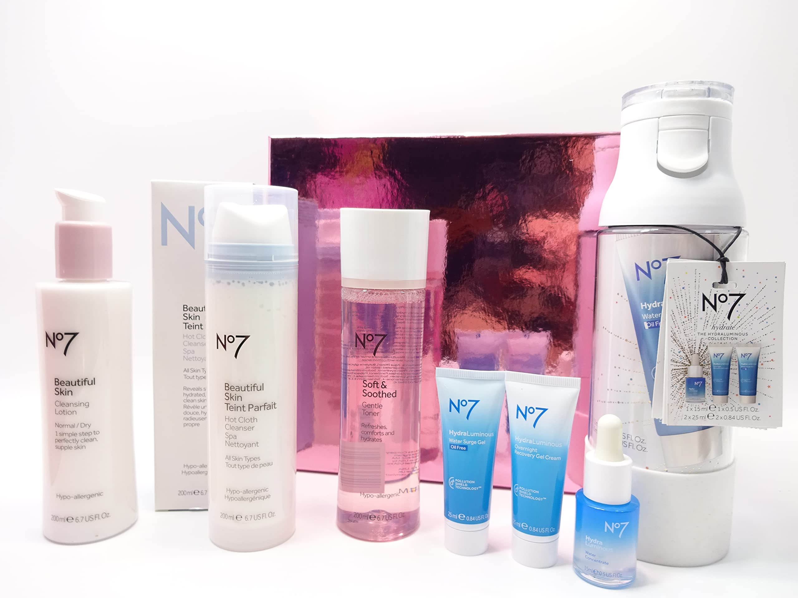 No7 Beauty Bundle Gift Set - Hydrating Skincare Kit with Cleanser & Toner for Glowing Skin | Perfect for Daily Skincare Routine & Travel Essentials