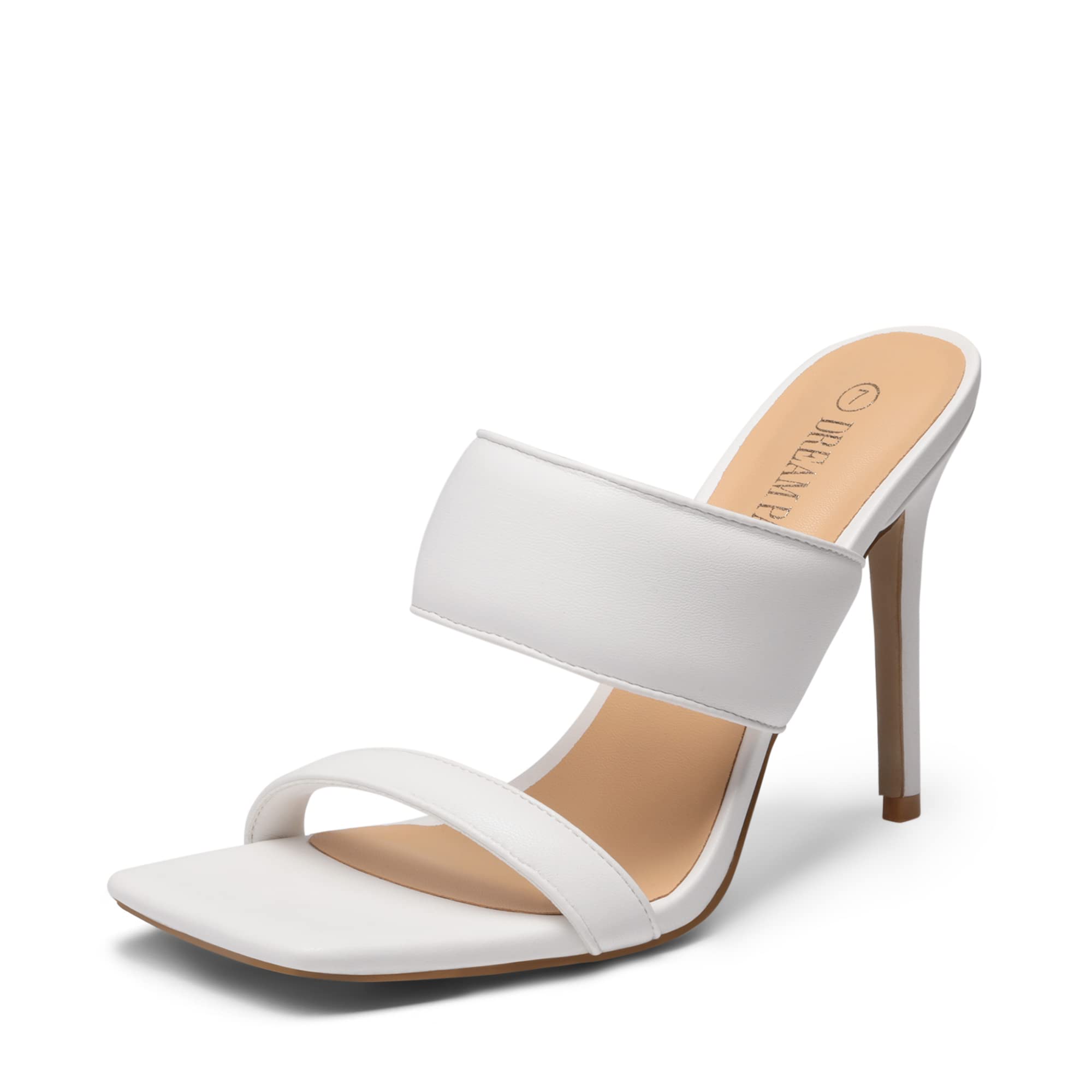 DREAM PAIRS Women's Square Toe High Heel Sandals - Open Toe Double Strap Dress Mules for Wedding, Party & Evening Wear | Comfortable Stiletto Heels for Women