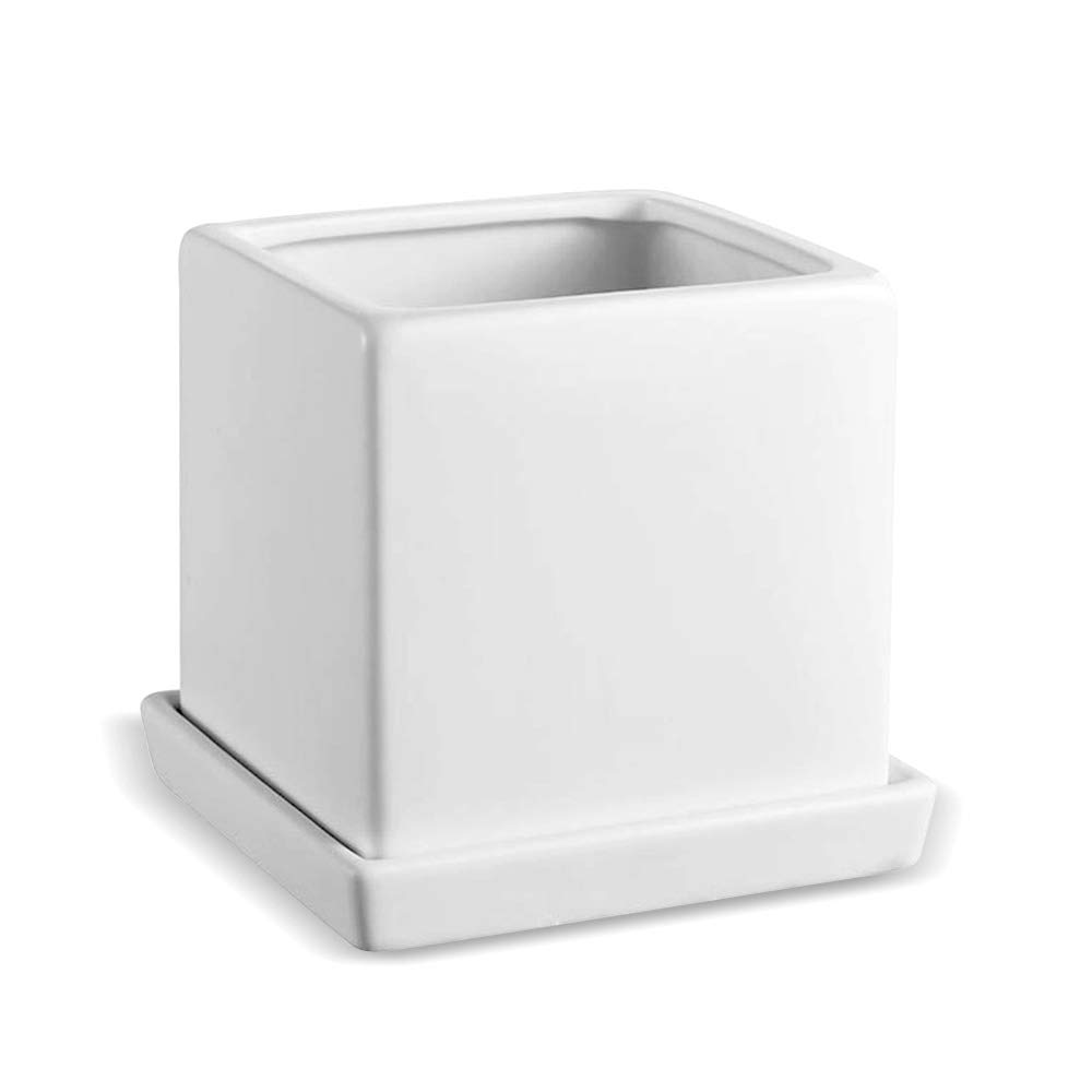 Ornerx Ceramic Succulent Planter Pots - White Small Flower Pots for Indoor Plants, Home Decor, Office Desk, Garden & Wedding Centerpieces