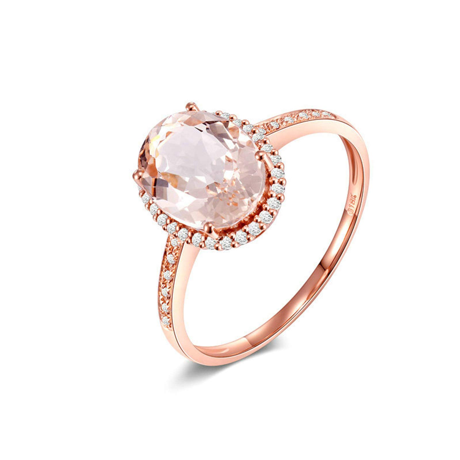 Daesar 18K Rose Gold Morganite Promise Ring for Women - 1.9ct Oval Cut Engagement Wedding Band - Romantic Gift for Anniversary, Valentine's Day & Proposal (Perfect for Everyday Wear & Special Occasions)