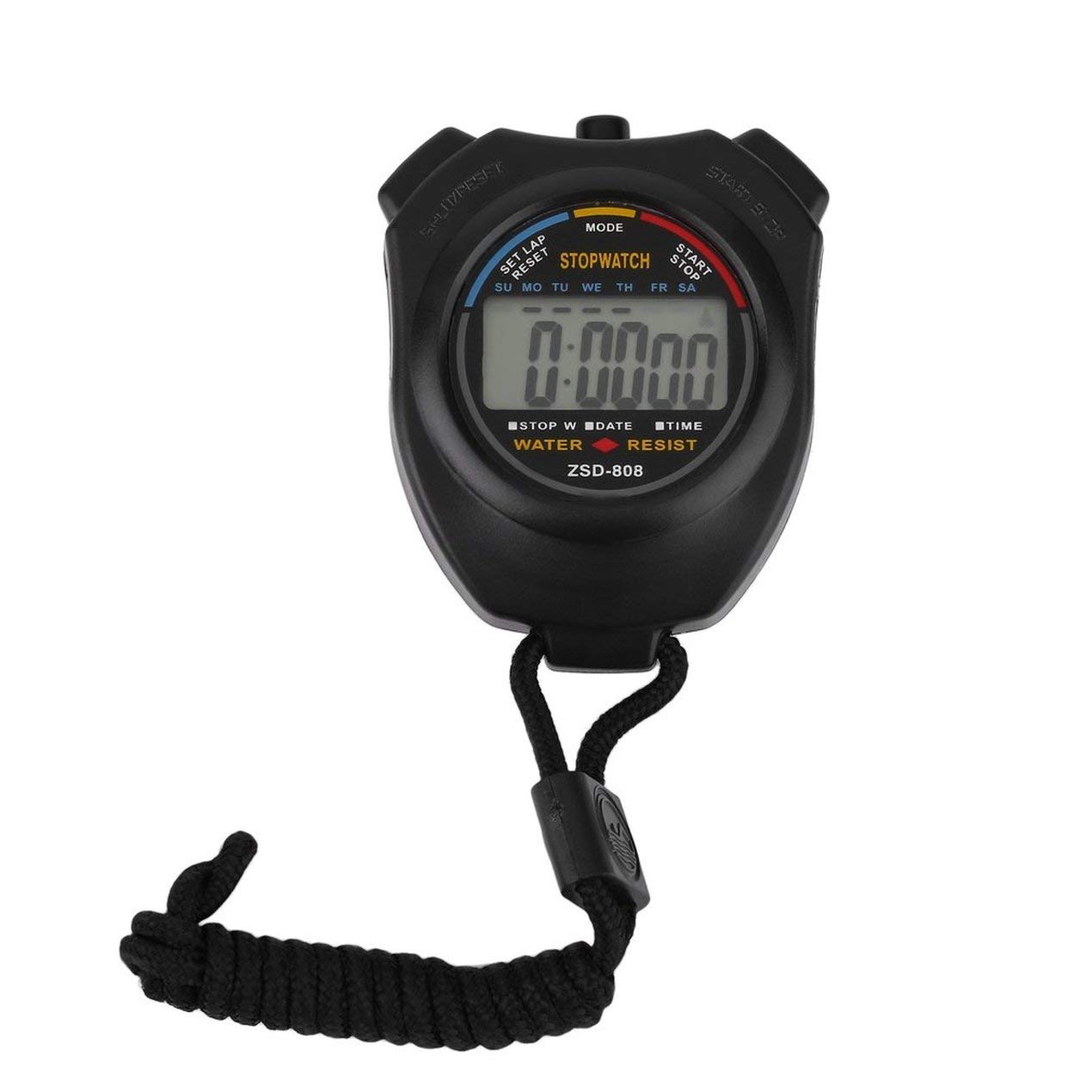 Professional Digital Stopwatch with LCD Display - Sports Timer, Chronograph & Counter with Wrist Strap - Perfect for Track & Field, Swimming, Coaching & Fitness Training (Black)