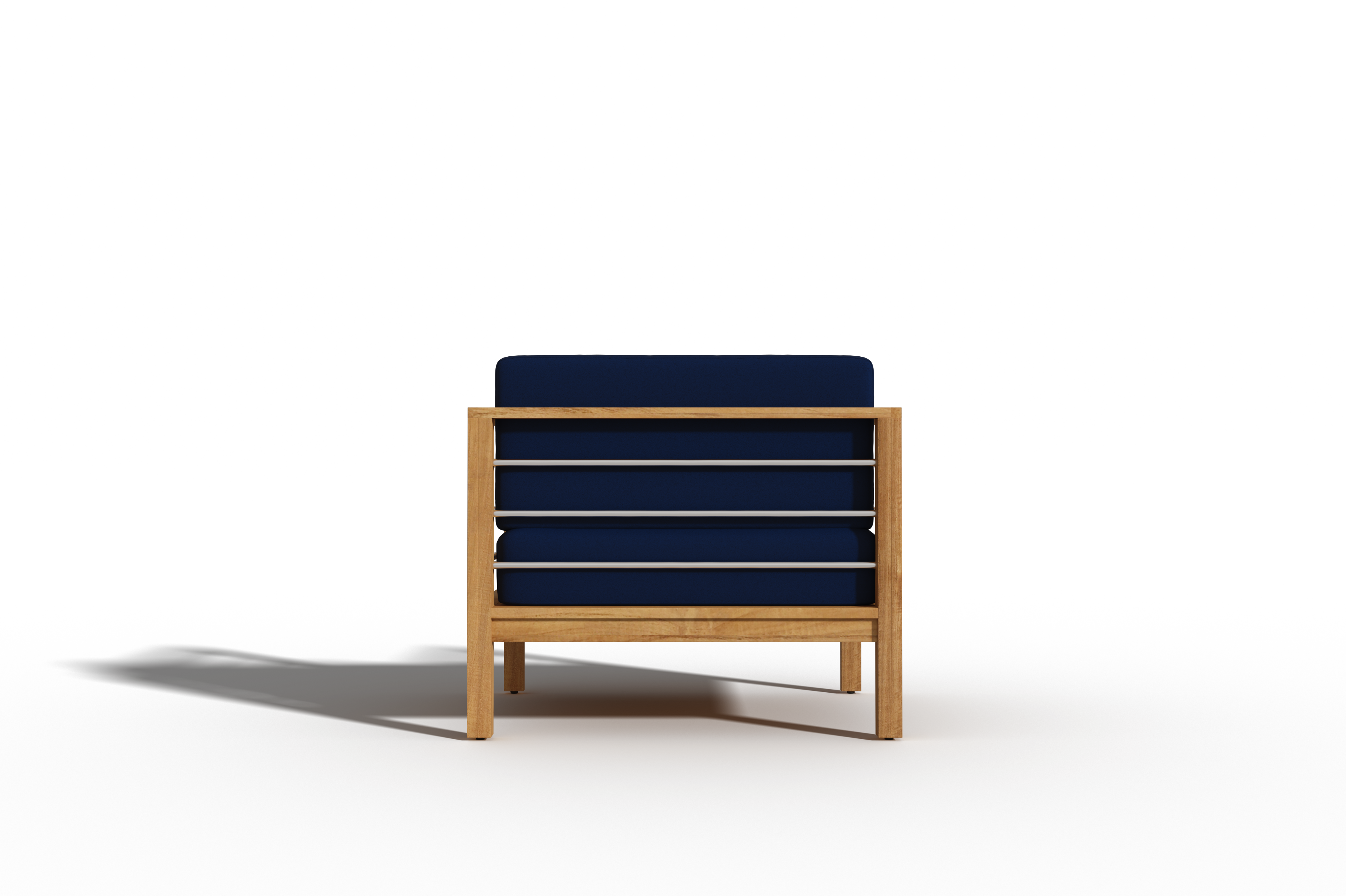 Premium Teak Wood Outdoor Club Chair with Sunbrella Navy Cushion - Weather-Resistant Patio Furniture for Poolside, Garden, or Deck Relaxation