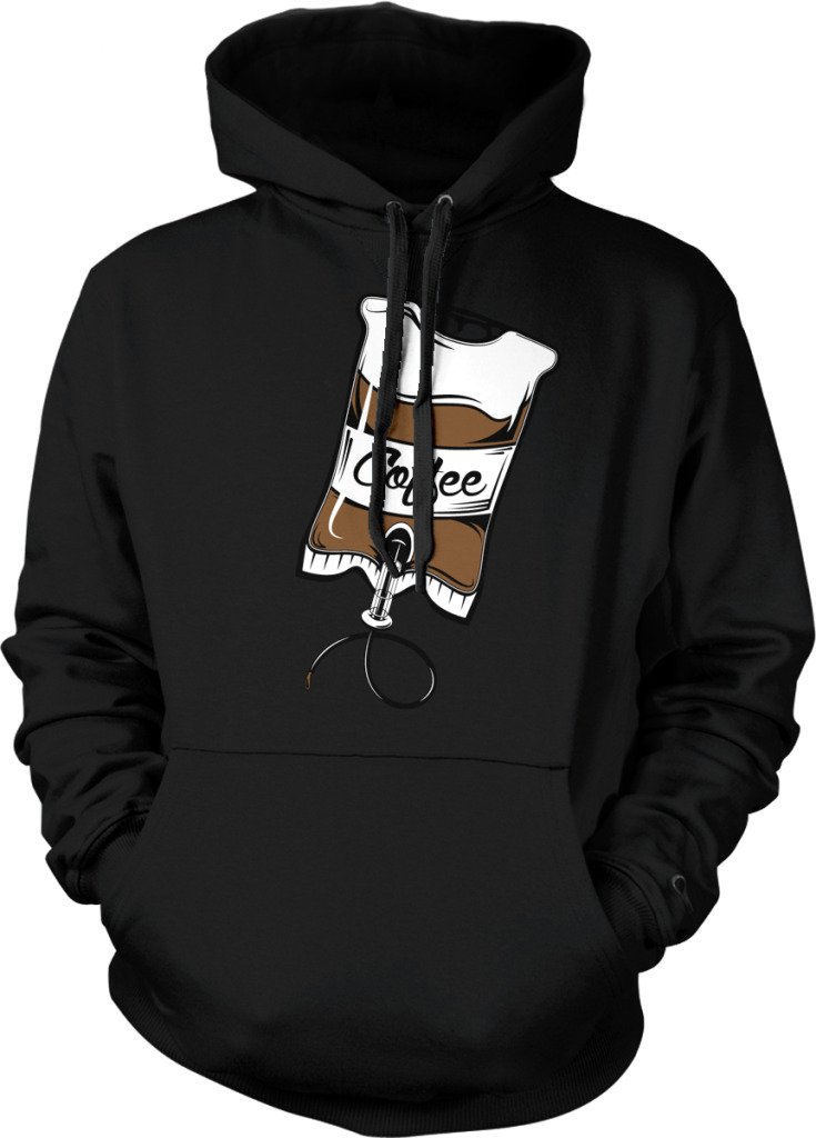 NOFO Clothing Co Caffeine IV Bag Hoodie - Coffee Lover Sweatshirt with Cappuccino & Espresso Print for Casual Wear & Gifts