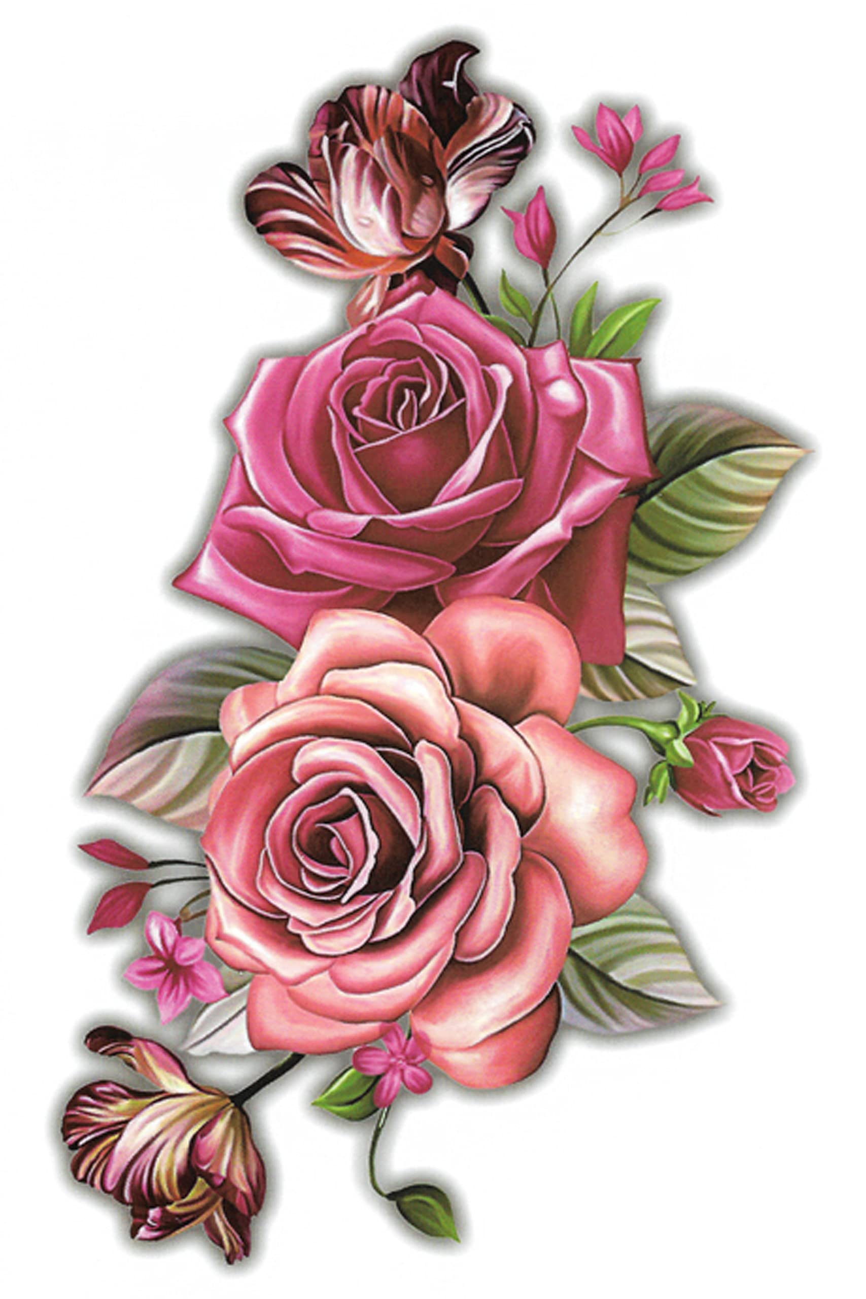 Waterproof Temporary Tattoo Stickers for Men & Women - 3D Realistic Flowers, Butterflies, Stars, Angels, Wolves & Armband Designs (21X15cm) | Perfect for Parties, Halloween Costumes & Body Art