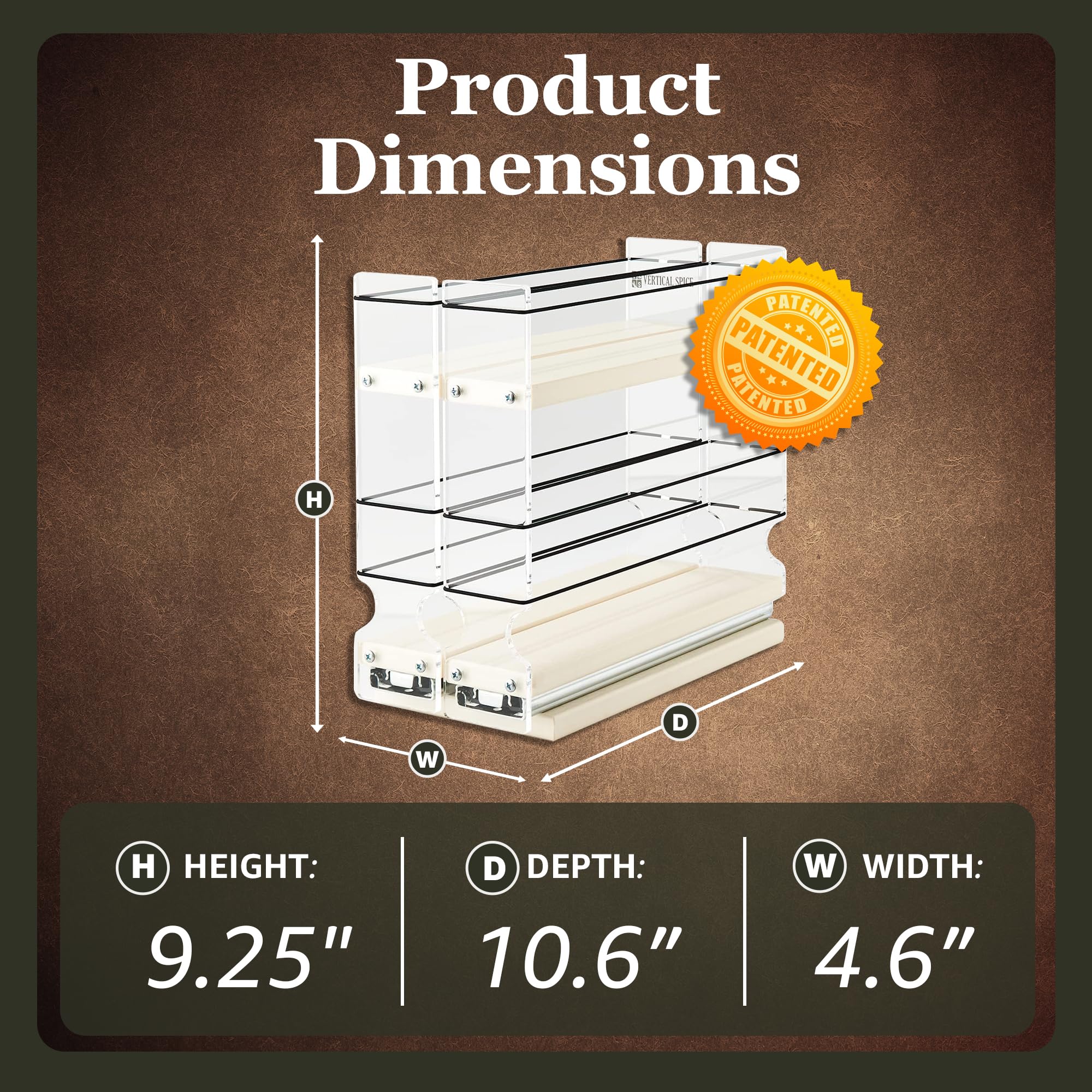 Vertical Spice Rack Organizer - Slim Pull-Out Drawer for Kitchen & Pantry Storage - 2-Tier Design Holds 10 Spice Jars (4.6