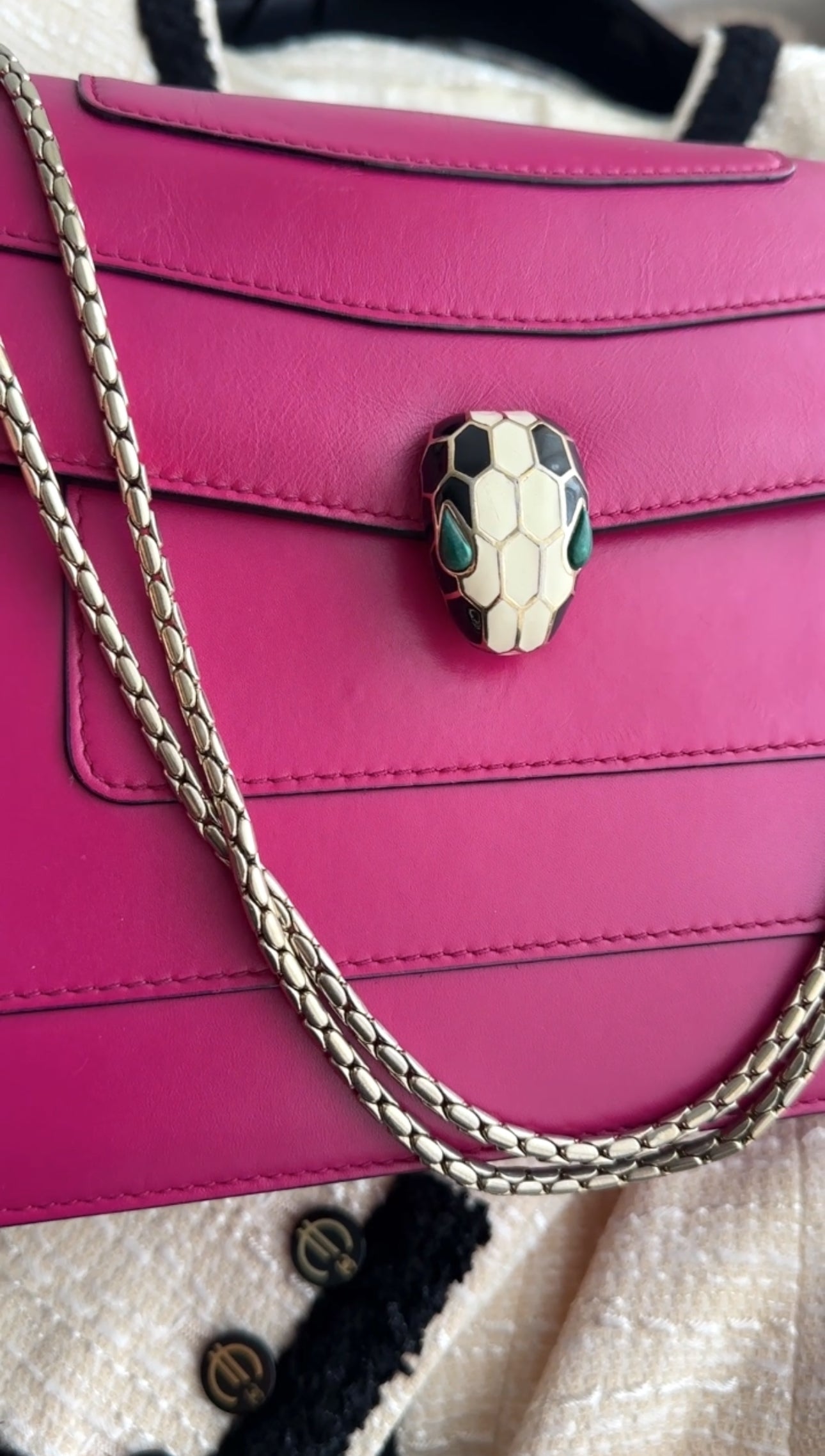 Bvlgari Serpenti Forever Medium Flap Bag in Magenta Fuchsia - Luxury Crossbody Handbag for Women, Perfect for Parties, Date Nights & Special Occasions