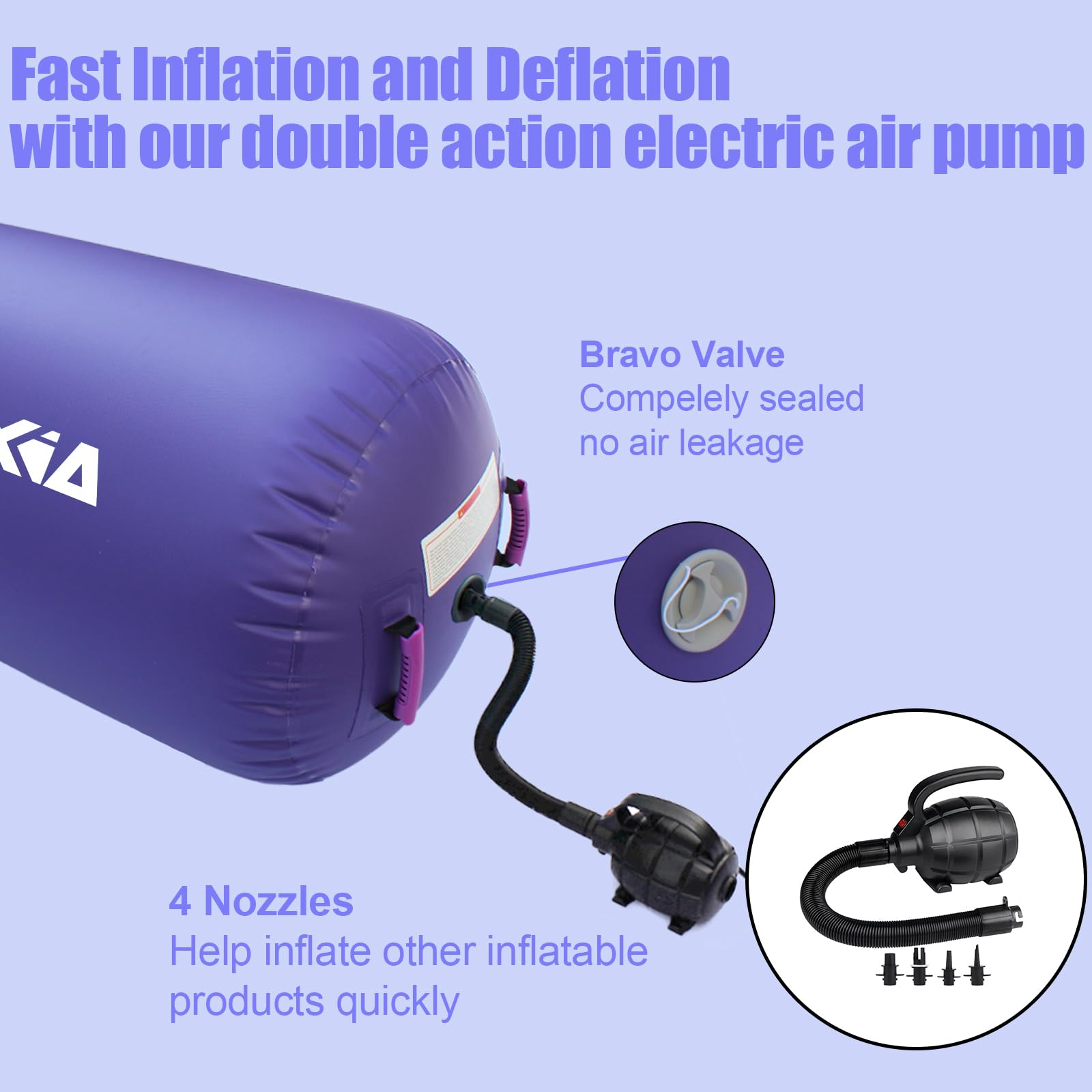 Inflatable Gymnastics Air Roller & Tumbling Mat - Professional Yoga, Cheerleading & Home Training Equipment with Pump | Perfect for Backhandspring Practice, Kids Play & Fitness Workouts