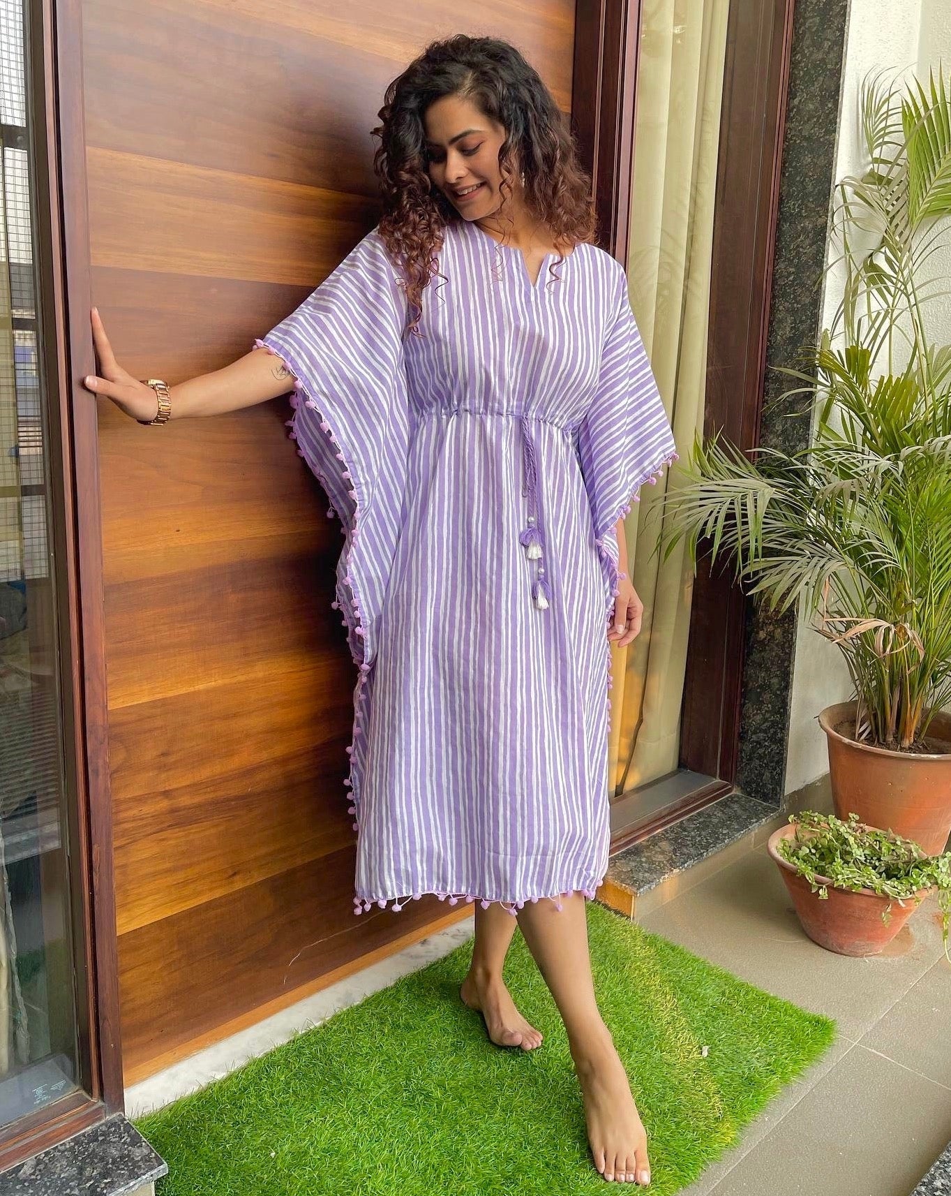 Stylish Purple Pop Kaftan Dress - Flowy Boho Maxi Dress for Women - Perfect for Beach Vacation, Pool Party & Summer Outfits