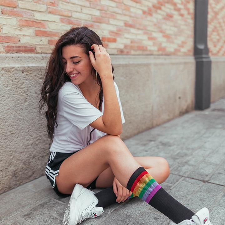 Rainbow Pride Socks for Men & Women - Black Mid High LGBTQ+ Socks - Perfect for Pride Parades, Festivals & Everyday Wear