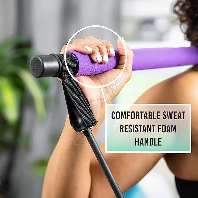 Pilates Bar Kit with Resistance Bands - Full Body Workout Equipment for Sculpting, Yoga, Squats & Stretch Fusion | Home Gym & Studio Fitness Accessory