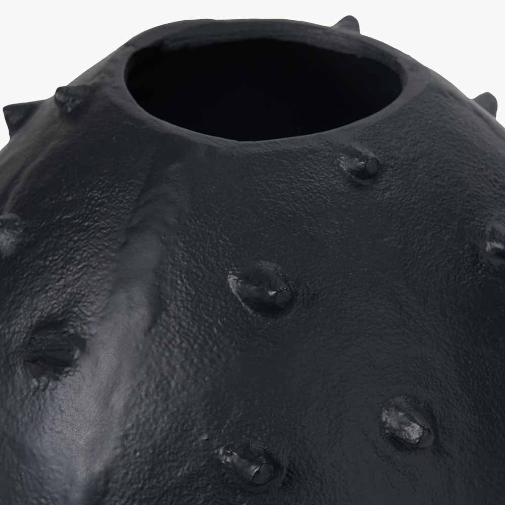 Elegant Black Metal Vase with Decorative Bobbles - Modern Home Decor for Living Room, Dining Table & Wedding Centerpieces