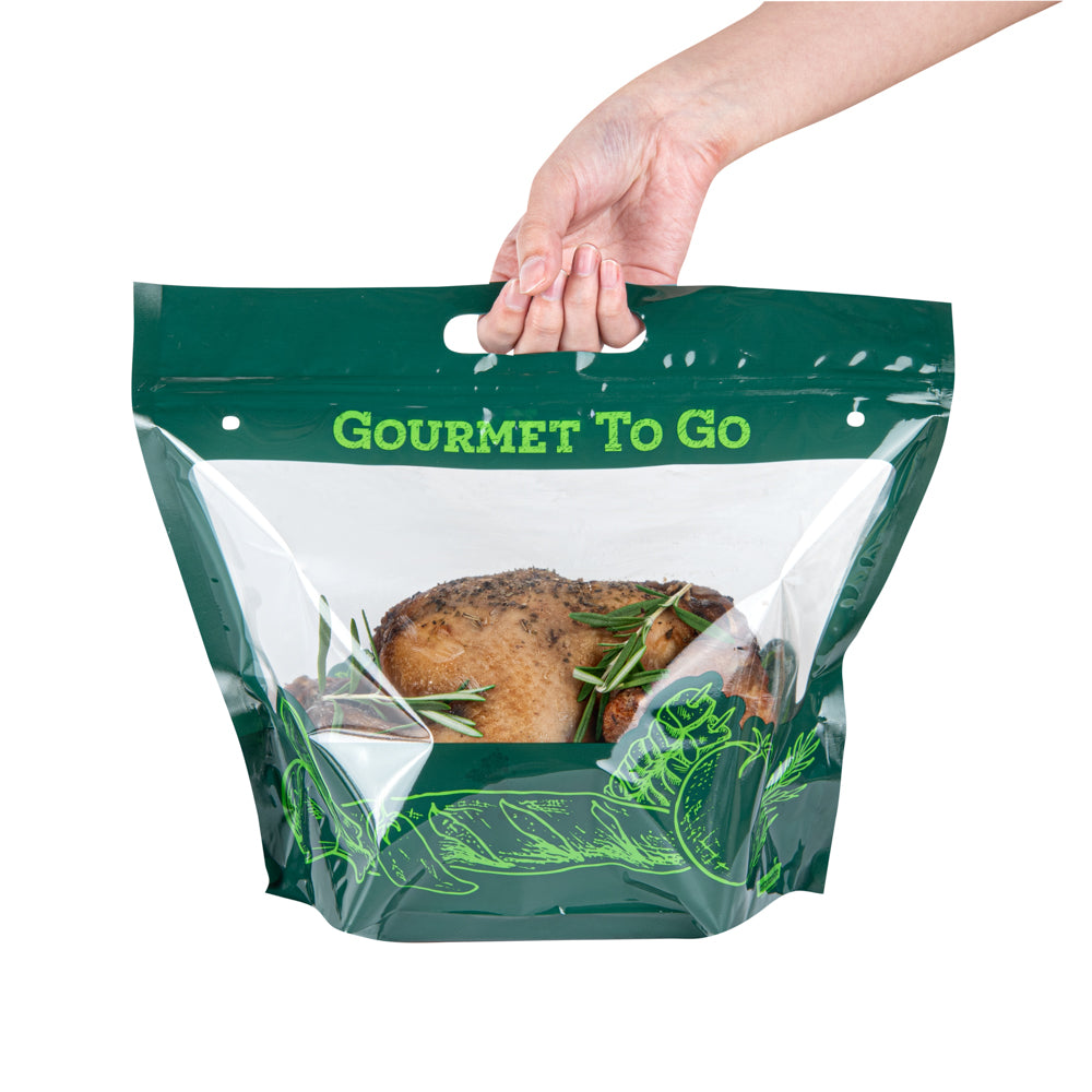 Premium Green Plastic Rotisserie Chicken Bags - Hot Food Storage Bags (12.75