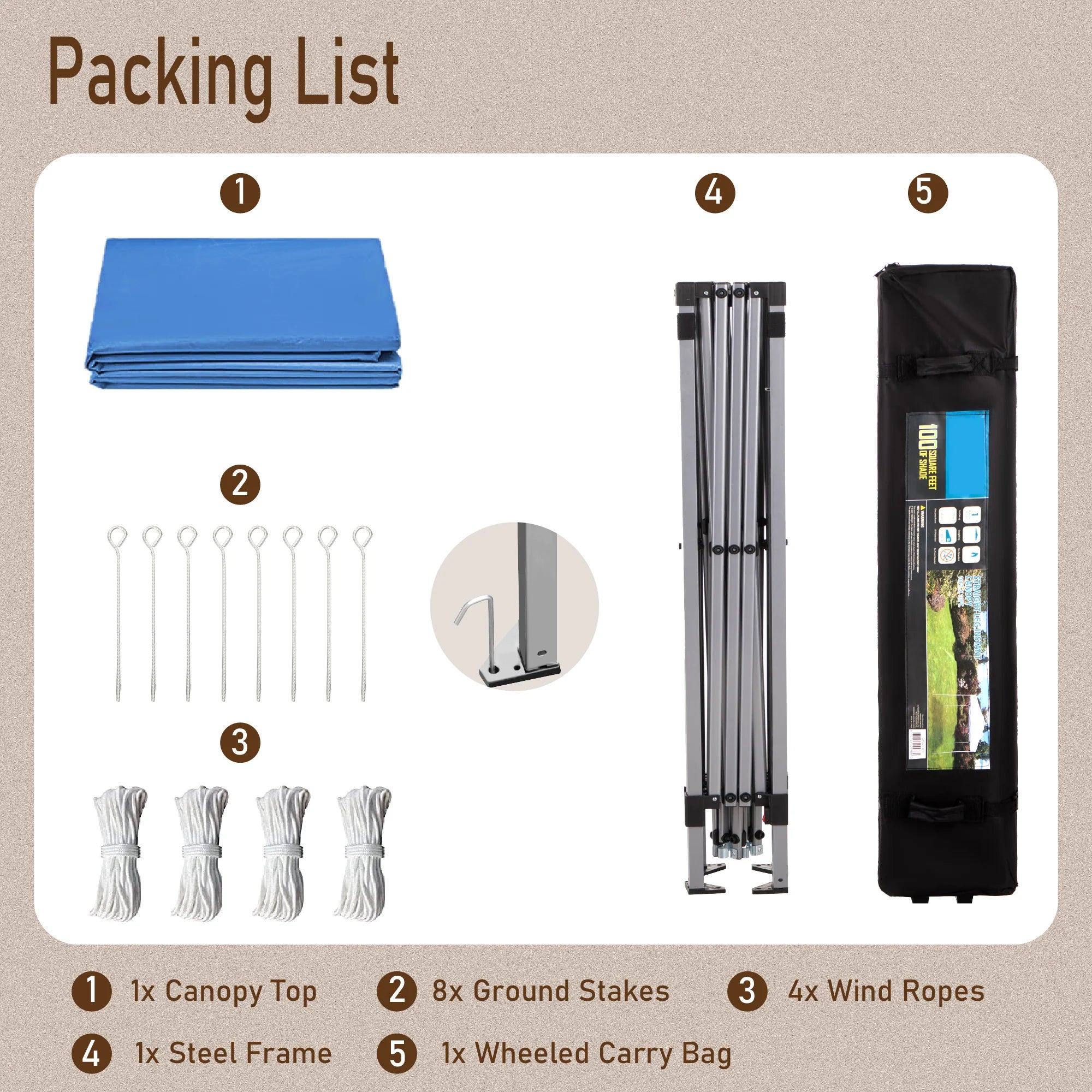 PHI VILLA 10'x10' Pop Up Canopy Tent - 3 Adjustable Heights, Portable Instant Shelter with Carry Bag - Perfect for Outdoor Events, Camping, Picnics, and Beach Parties