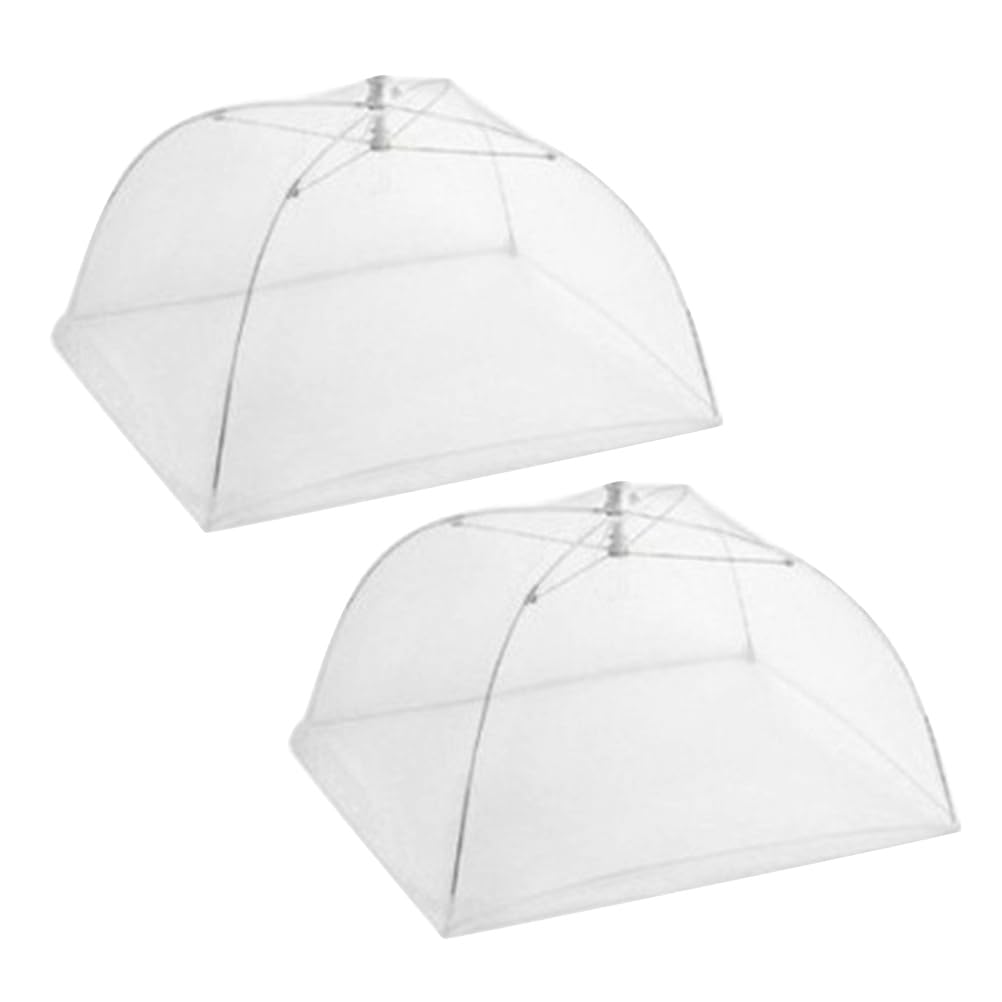 PRETYZOOM 2 Pack 16 Inch White Insulated Food Covers - Mesh Food Protectors for Kitchen, Buffet, Picnic & Outdoor Dining - Keep Food Fresh & Bug-Free