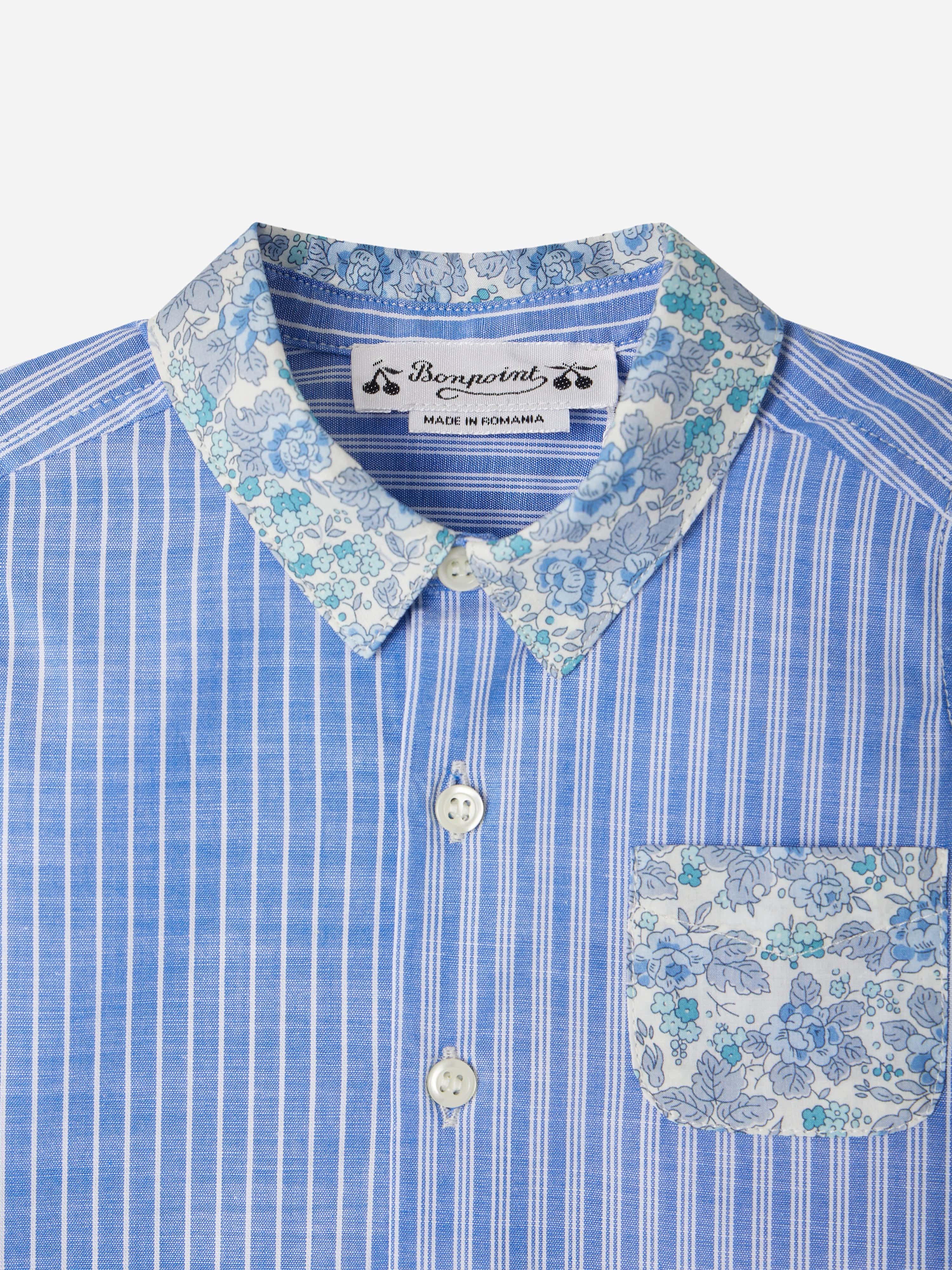 Baby Boys Fredy Shirt in Blue - Soft Cotton Short Sleeve Button Down Top for Toddlers - Perfect for Playdates, Parties & Family Photos