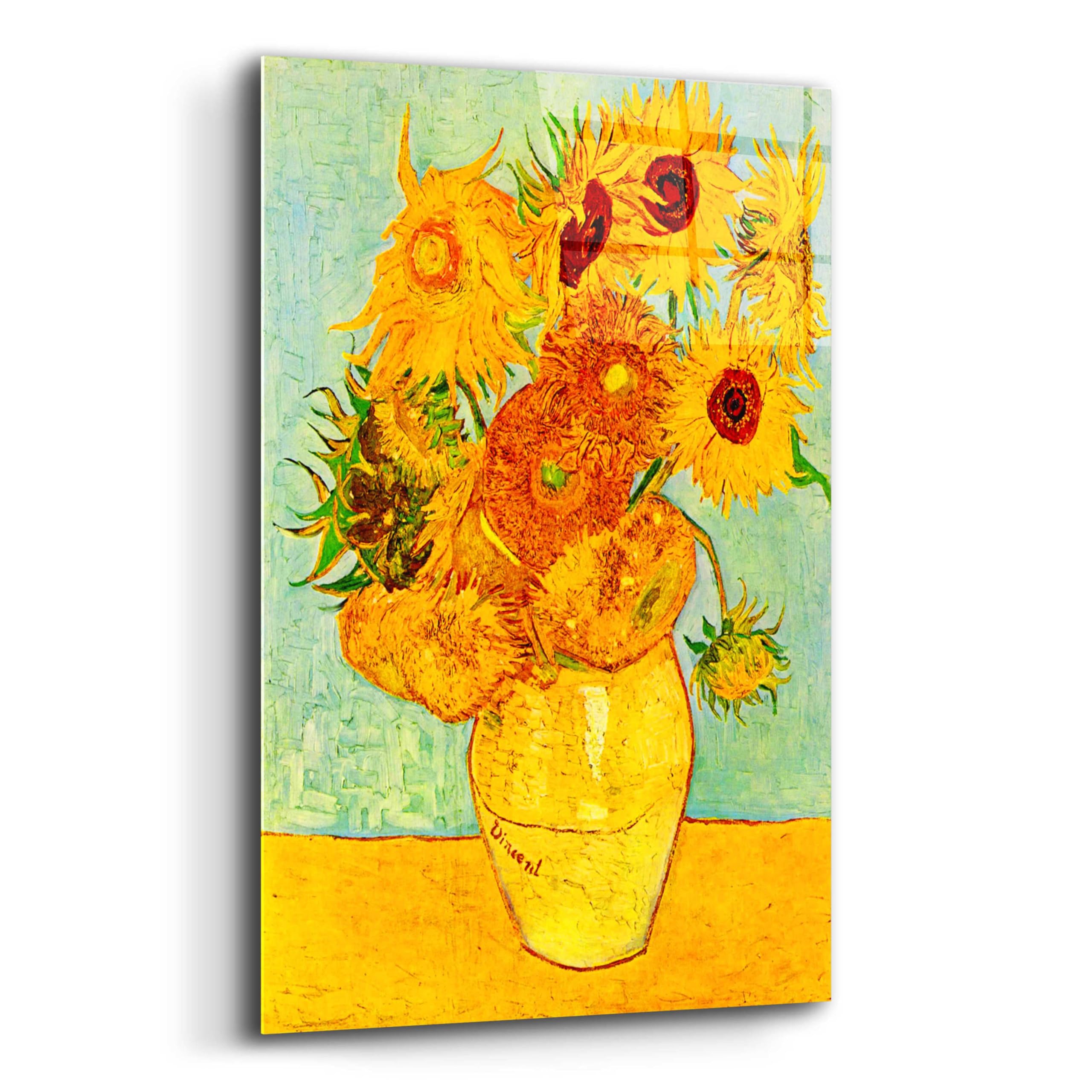 Vincent van Gogh 'Still Life: Vase with Twelve Sunflowers' Acrylic Glass Wall Art Print - 12x16 Inches - Modern Home & Office Decor - Perfect for Living Room, Bedroom or Gallery Wall Display