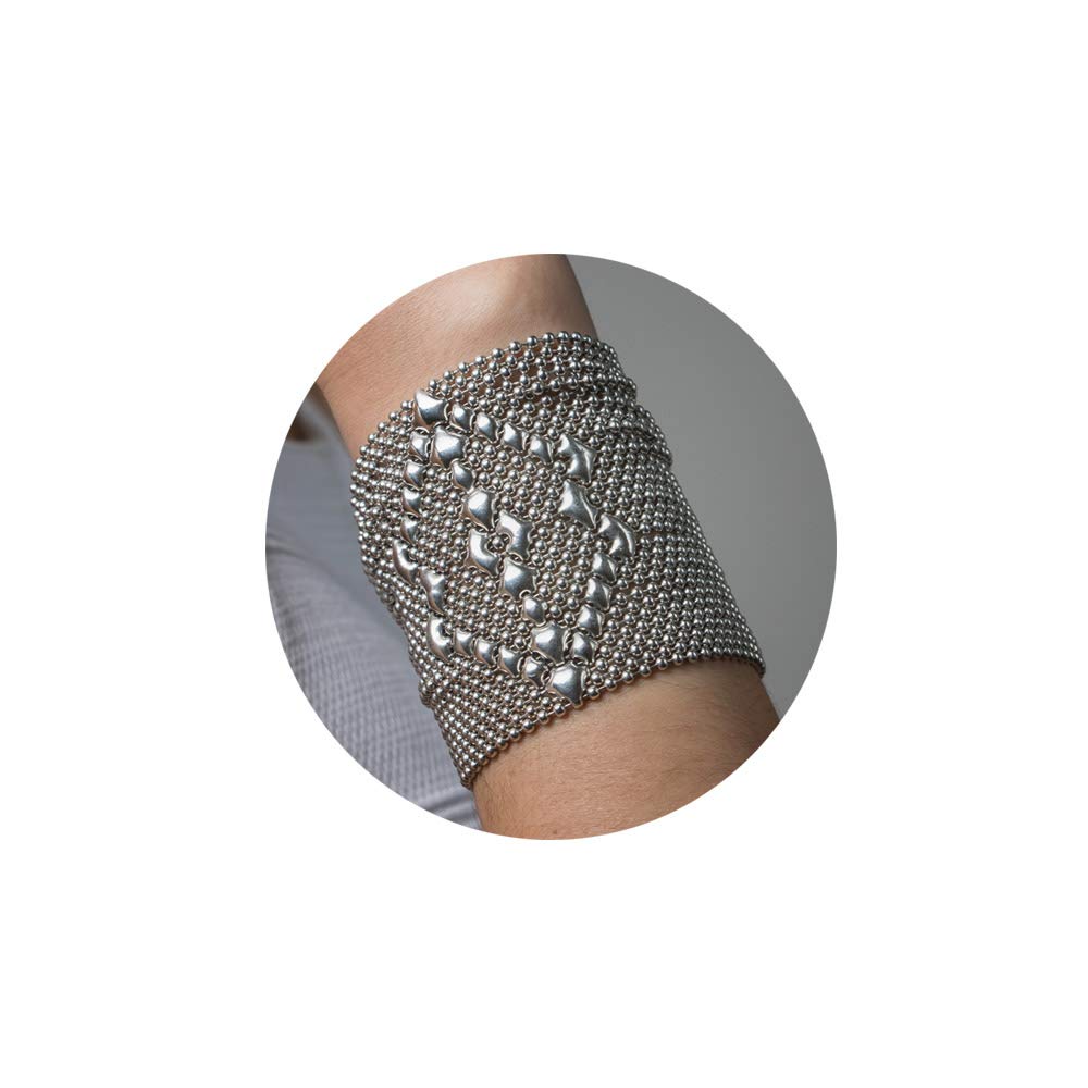 Sergio Gutierrez SG Liquid Metal Wide 2-Snap Bracelet with Pouch - Chrome Plated B50-N | Stylish Unisex Fashion Accessory for Parties, Weddings & Everyday Wear