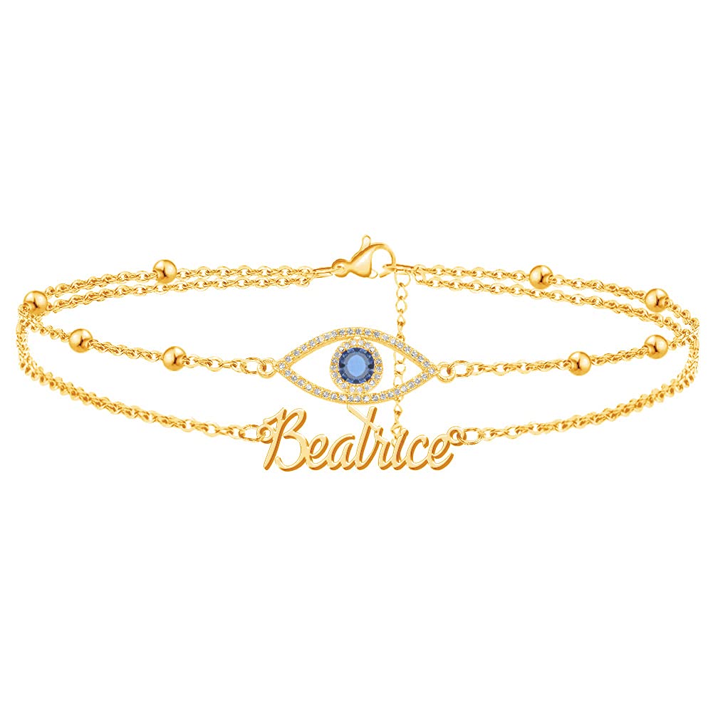 Personalized Name Ankle Bracelets for Women & Girls - Double Chain Custom Name Jewelry Gift for Her | Birthday, Anniversary, Friendship Bracelet for Everyday Wear