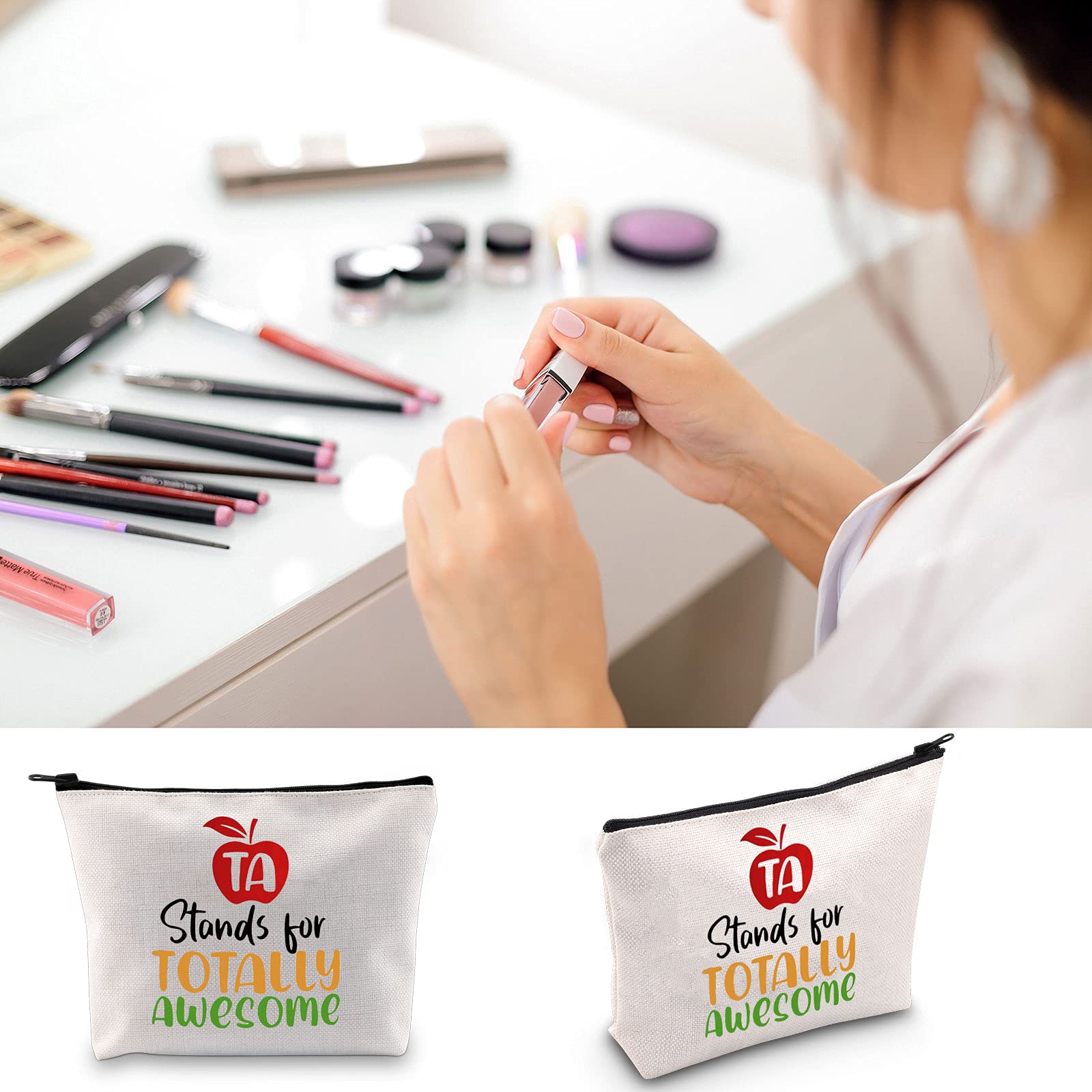 BLUPARK Teacher Assistant Gift - Thank You Teacher Makeup Bag with 'TA Stands for Totally Awesome' Design - Perfect for Teacher Appreciation Week, End of Year Gifts & TA Recognition