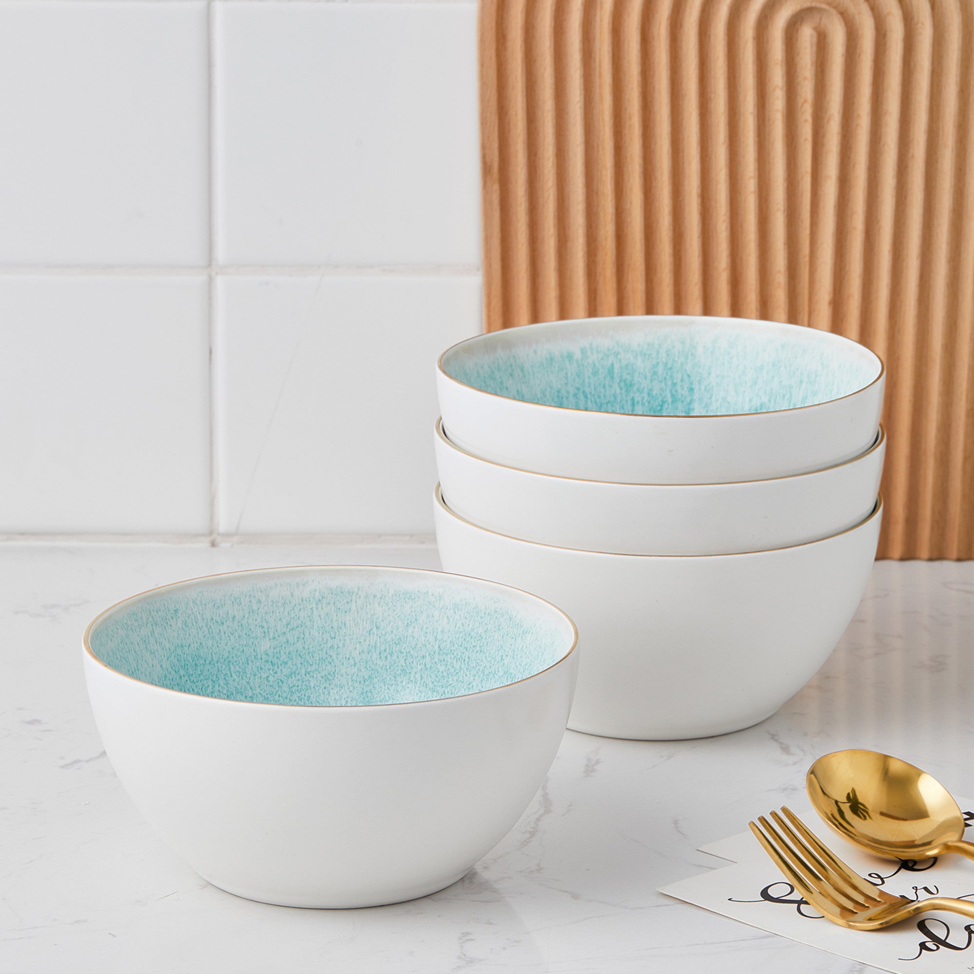 Josephine Porcelain Bowl - Elegant Mint Green Ceramic Serving Bowl for Soup, Salad, Dessert | Perfect for Dining, Entertaining & Home Decor