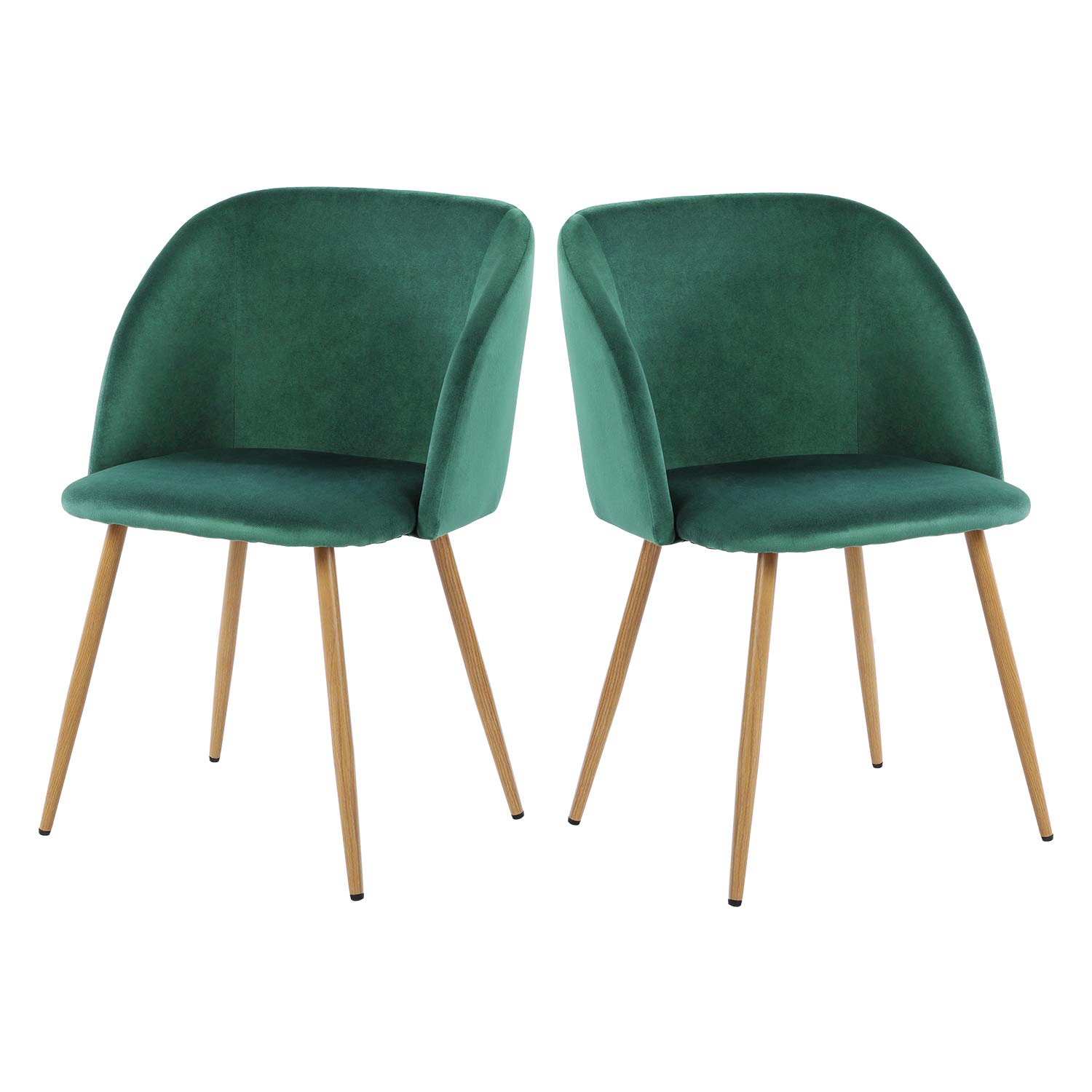 EGGREE Modern Velvet Accent Chair Set of 2 - Upholstered Living Room Armchairs with Steel Legs & Velvet Cushion - Green Lounge Chairs for Living Room, Bedroom, Reception Area & Office Waiting Room - Perfect for Relaxing, Reading or Entertaining Guests