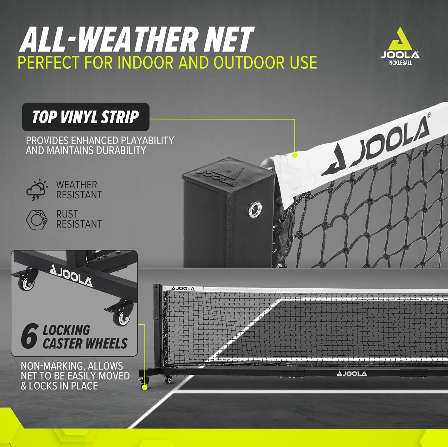 JOOLA Pro Pickleball Net - Official Tournament Regulation Size Portable Net System for Outdoor & Indoor Play - Perfect for Backyard, Court, and Gym Use