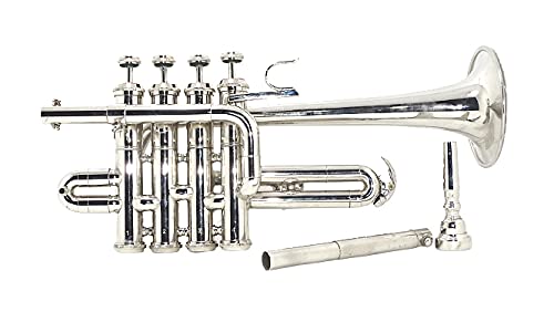 Professional Bb Piccolo Trumpet with Free Hard Case & Silver Mouthpiece - Perfect for Beginners, Students, and Professional Musicians - Ideal for Concerts, Band Performances, and Practice Sessions