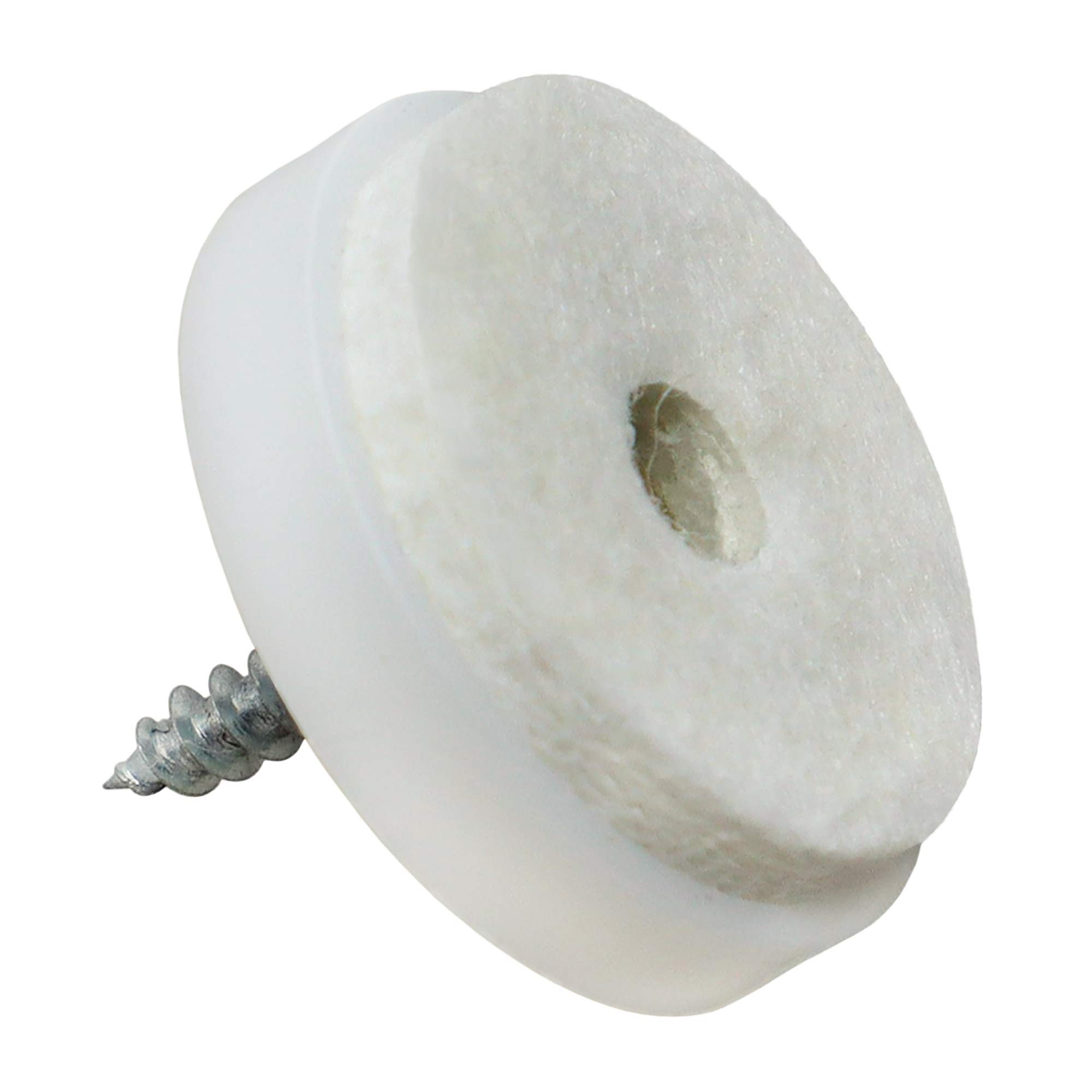 FP-S-WH-28-32 32 Pack White Felt Pads with Screws (28mm Diameter) - Furniture Protectors for Chairs, Tables & Hardwood Floors