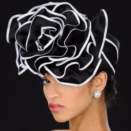 BW9009 Summer Women's Dress Hat in Black/White - Stylish Sun Protection for Beach, Garden & Outdoor Activities