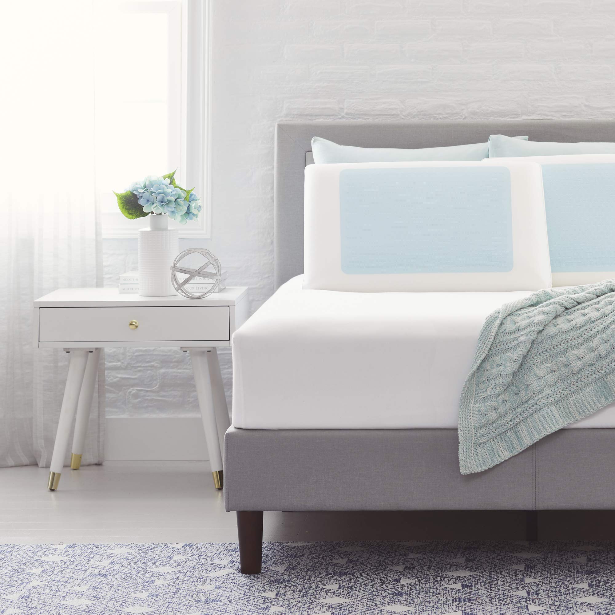Comfortable Blue Bubble Gel Memory Foam Pillow - Queen Size for Better Sleep