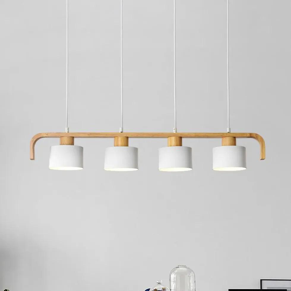 Modern Wooden Pendant Light for Dining Room - Segmented Design, Farmhouse & Rustic Chandelier - Perfect for Kitchen Island, Breakfast Nook & Entryway Lighting
